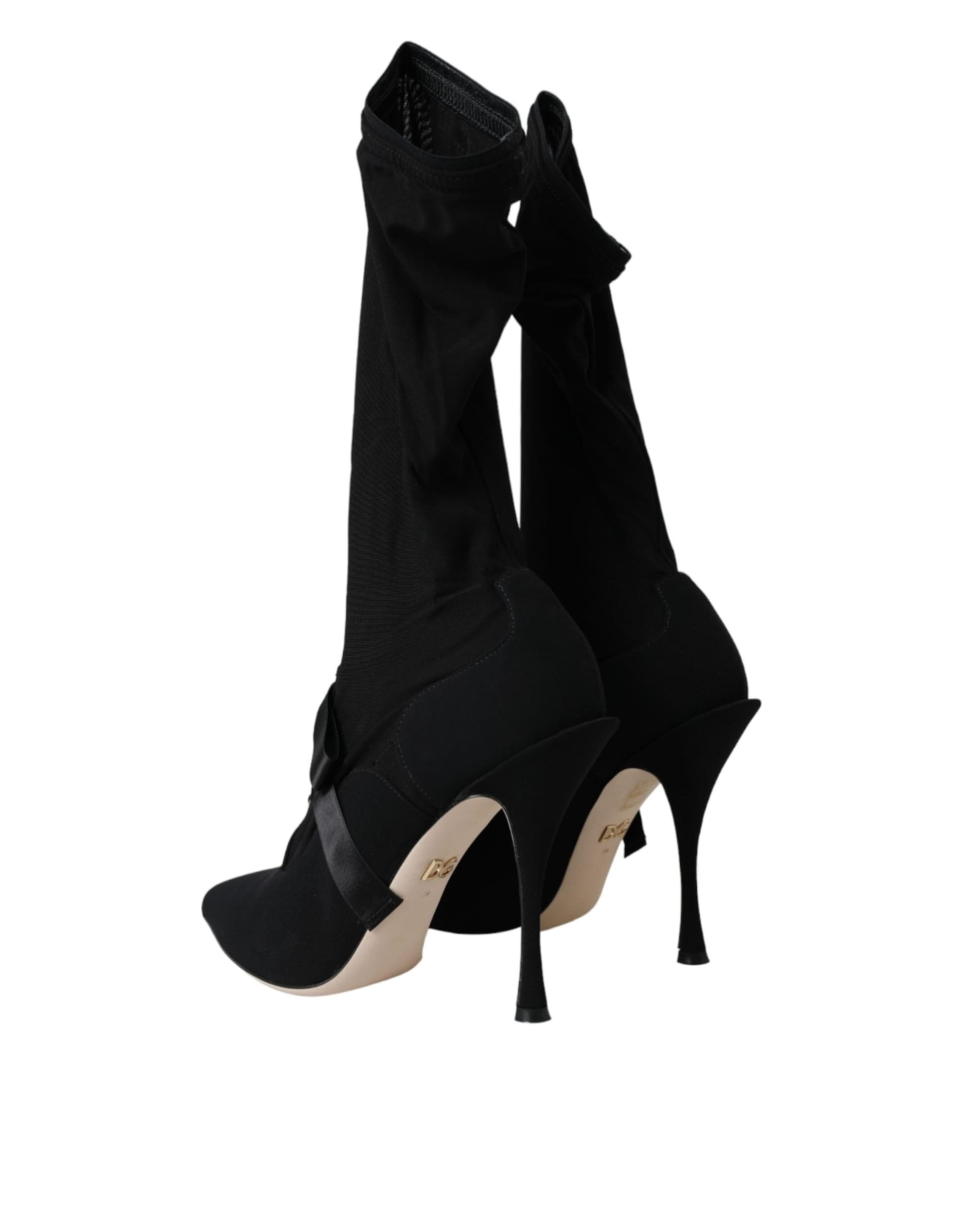 Dolce & Gabbana Black Stiletto Heels Mid Calf Boots Shoes - 3
