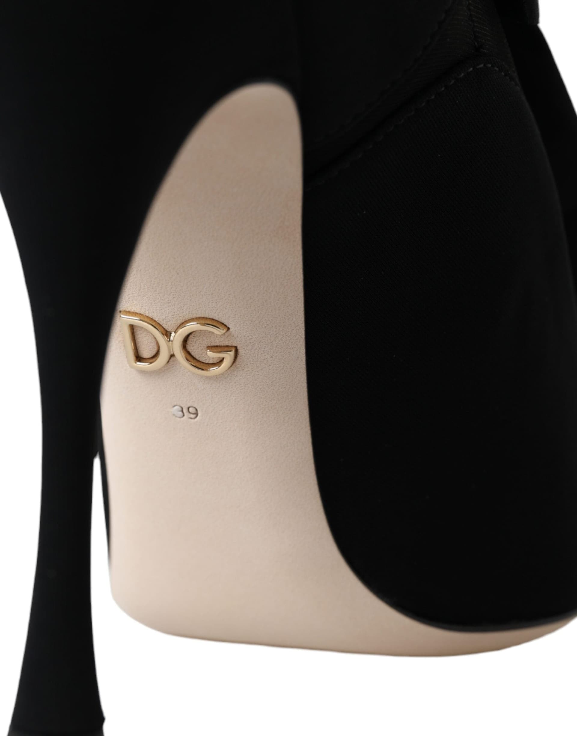 Dolce & Gabbana Black Stiletto Heels Mid Calf Boots Shoes - 7