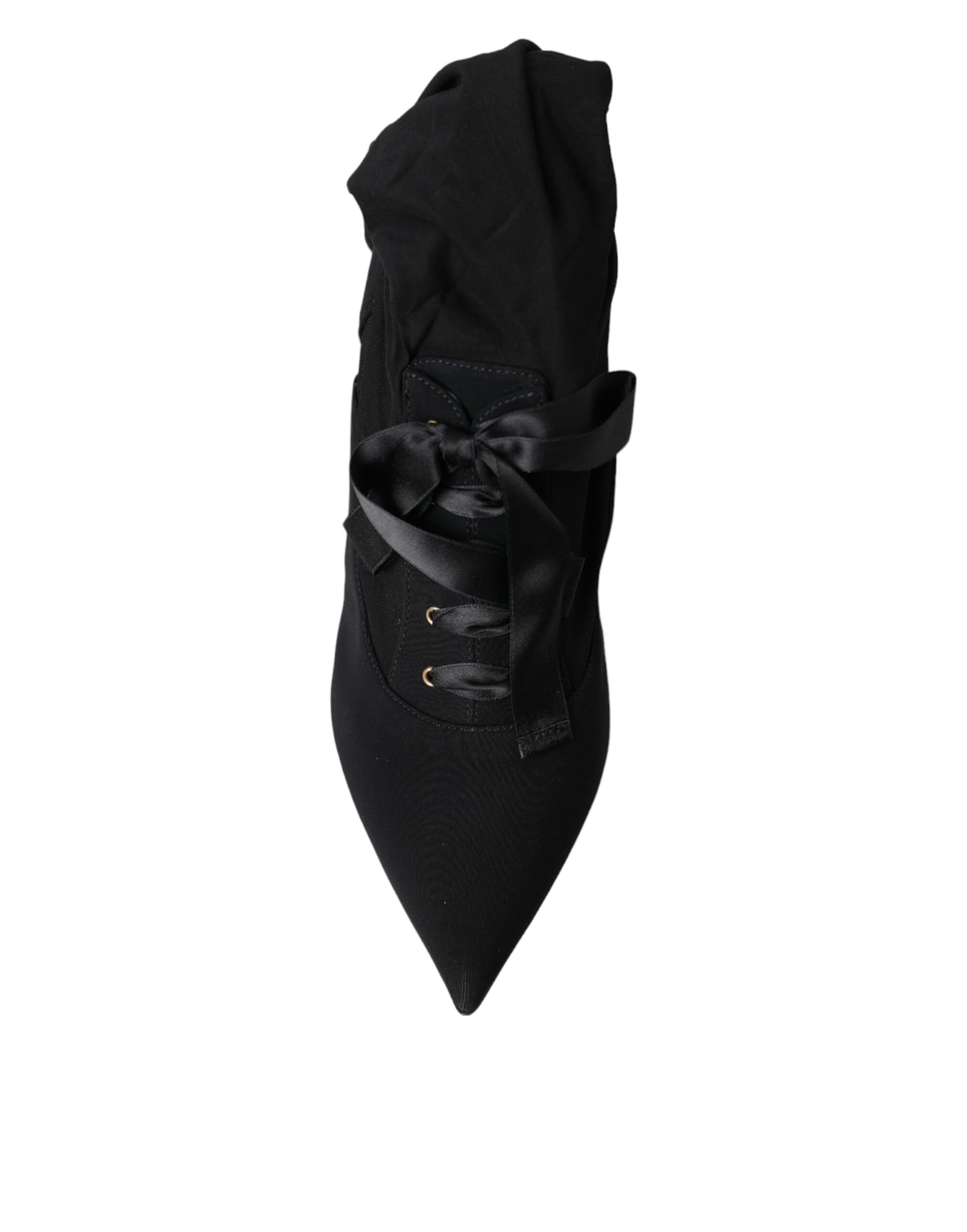 Dolce & Gabbana Black Stiletto Heels Mid Calf Boots Shoes - 8