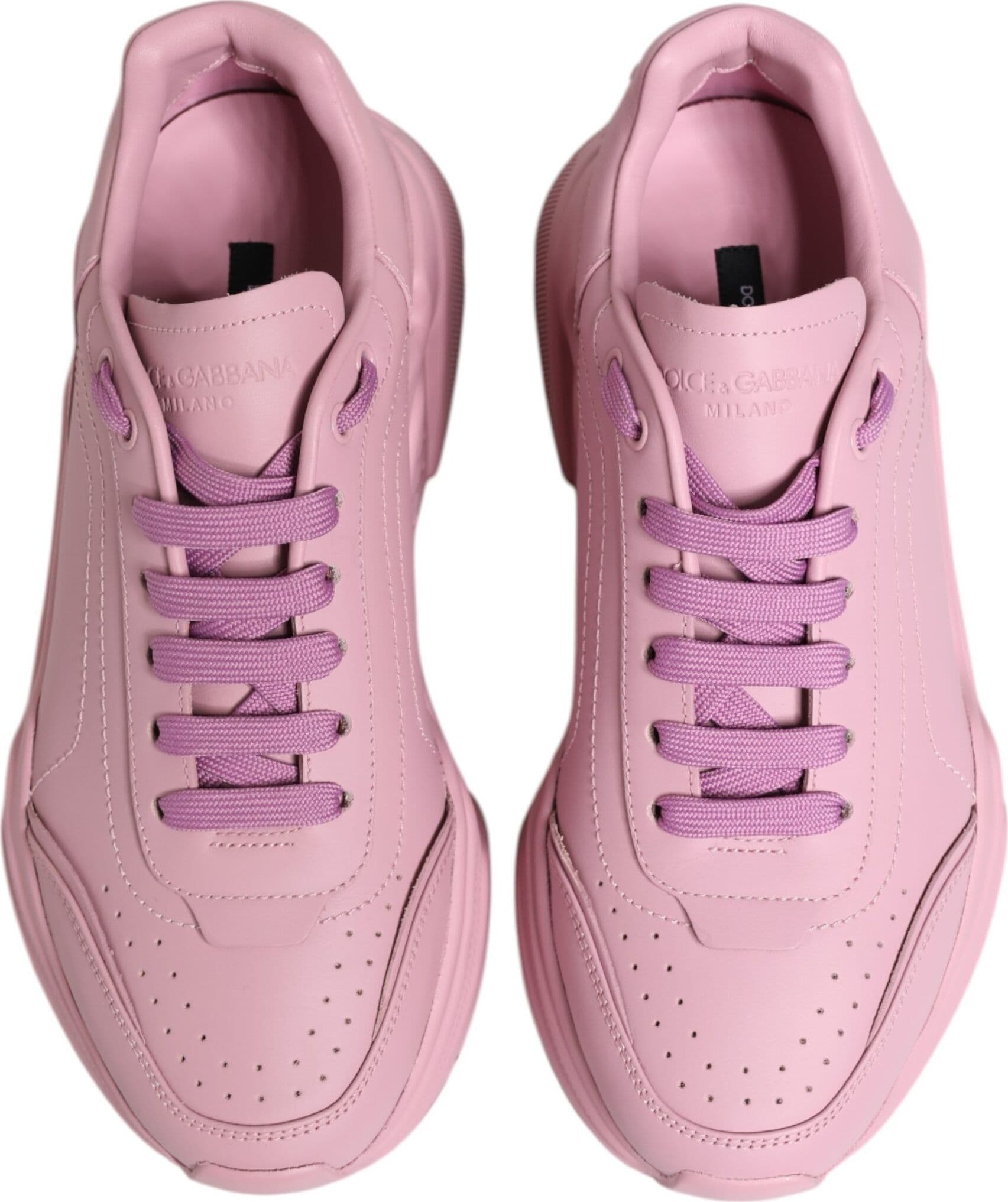 Dolce & Gabbana Pink Leather Daymaster Low Top Sneakers Shoes - 2