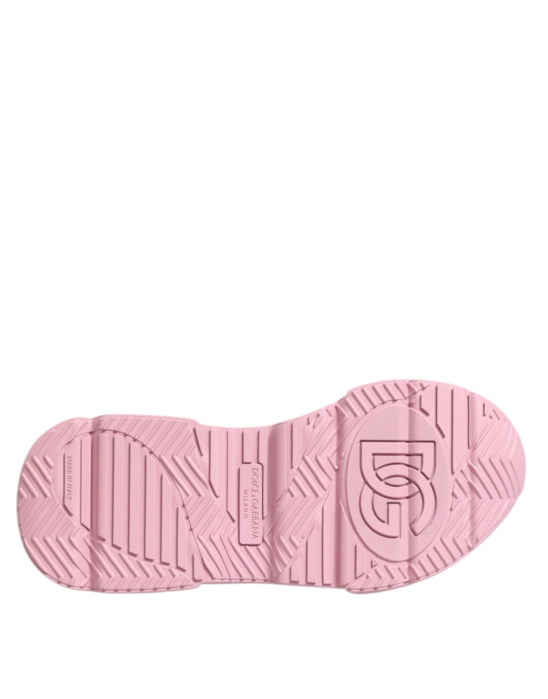 Dolce & Gabbana Pink Leather Daymaster Low Top Sneakers Shoes - 8