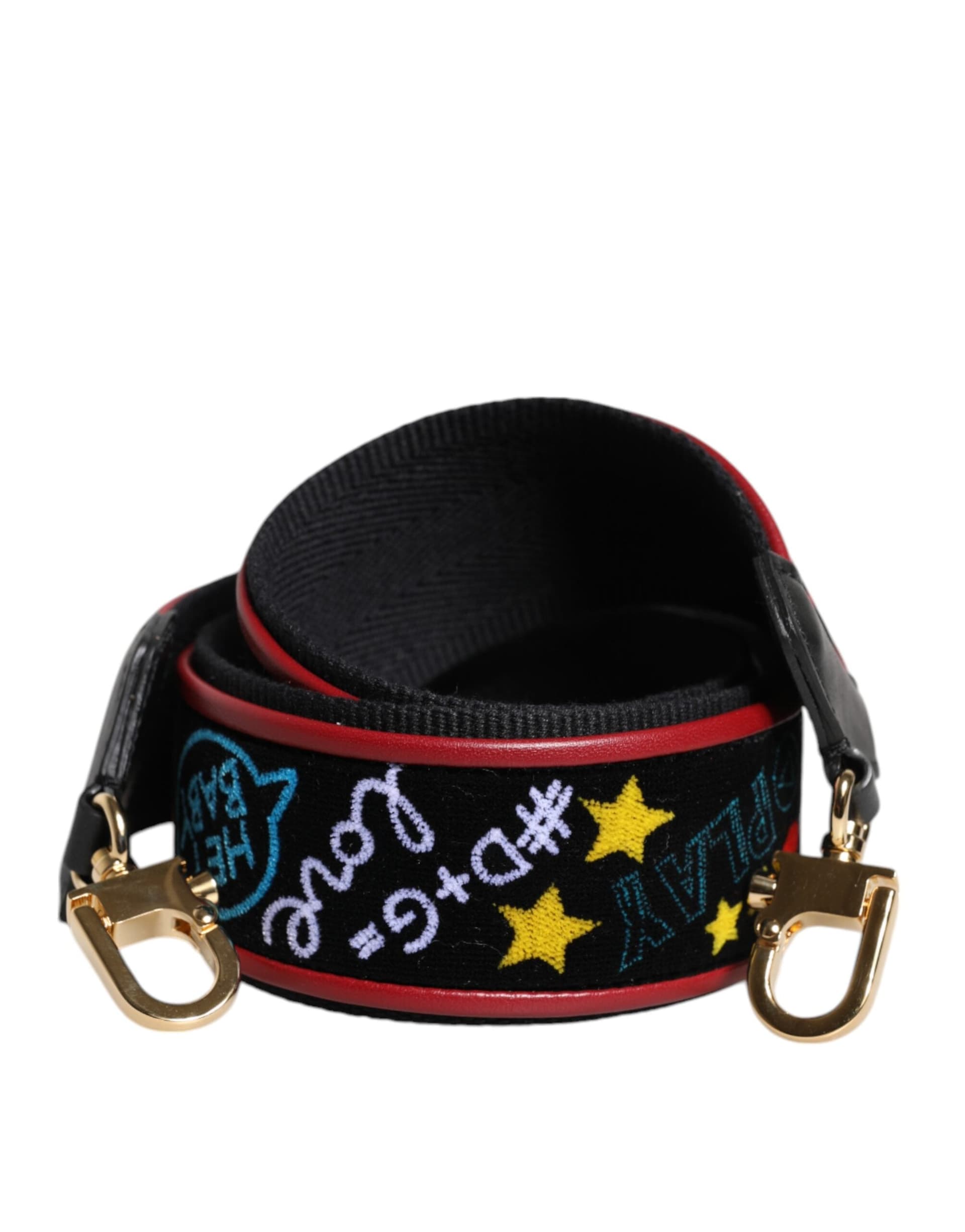 Dolce & Gabbana Black Cotton Printed Bag Shoulder Strap - 2