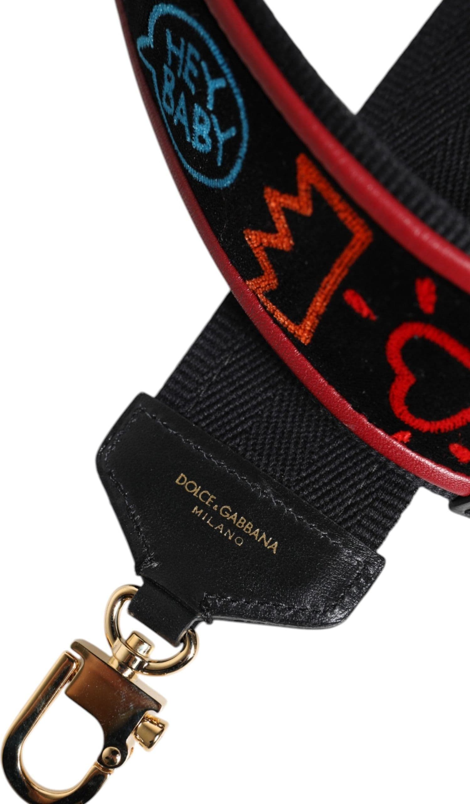 Dolce & Gabbana Black Cotton Printed Bag Shoulder Strap - 4