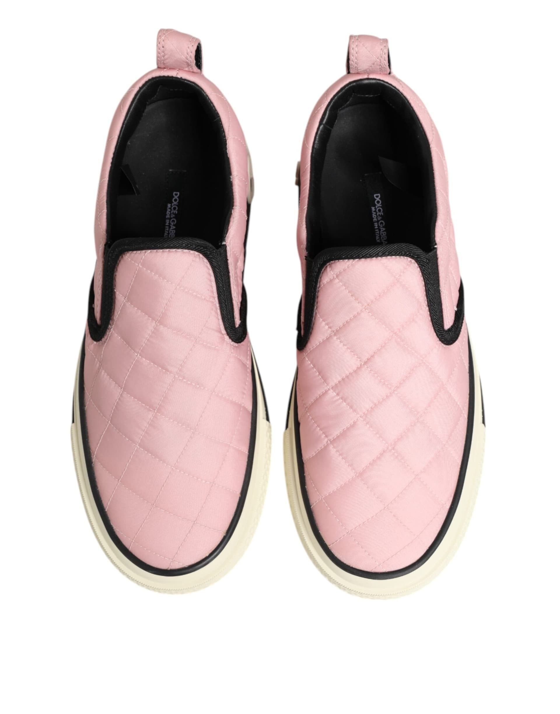 Dolce & Gabbana Pink Quilted Nylon Slip-On Sneaker Shoes - 2