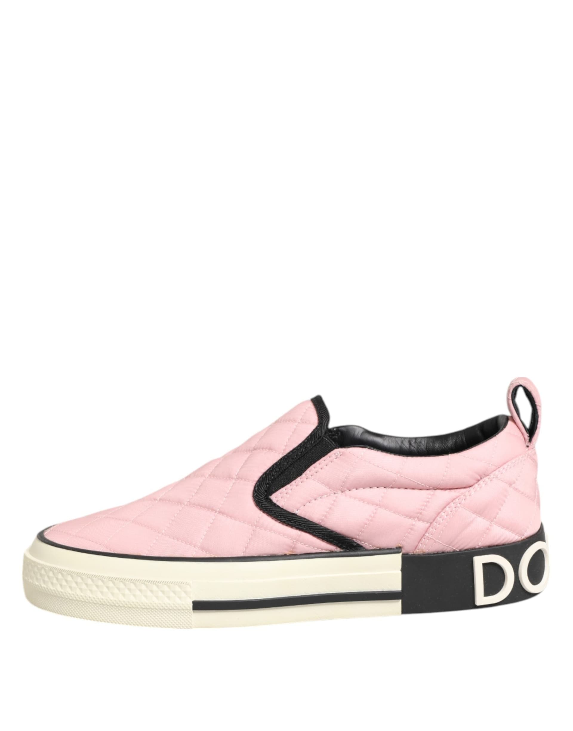 Dolce & Gabbana Pink Quilted Nylon Slip-On Sneaker Shoes - 5