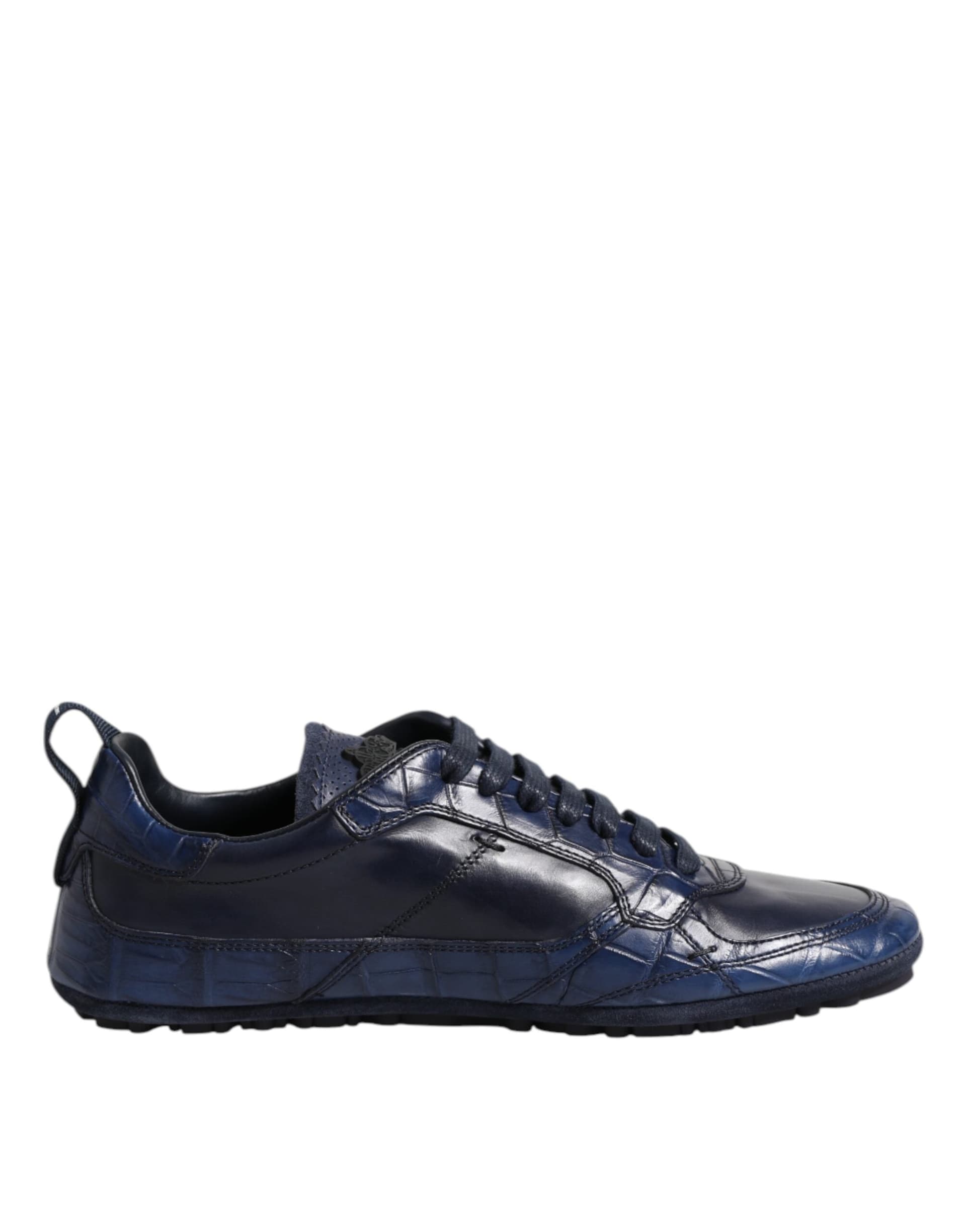 Dolce & Gabbana Dark Blue Leather Low Top Men Sneakers Shoes - 6