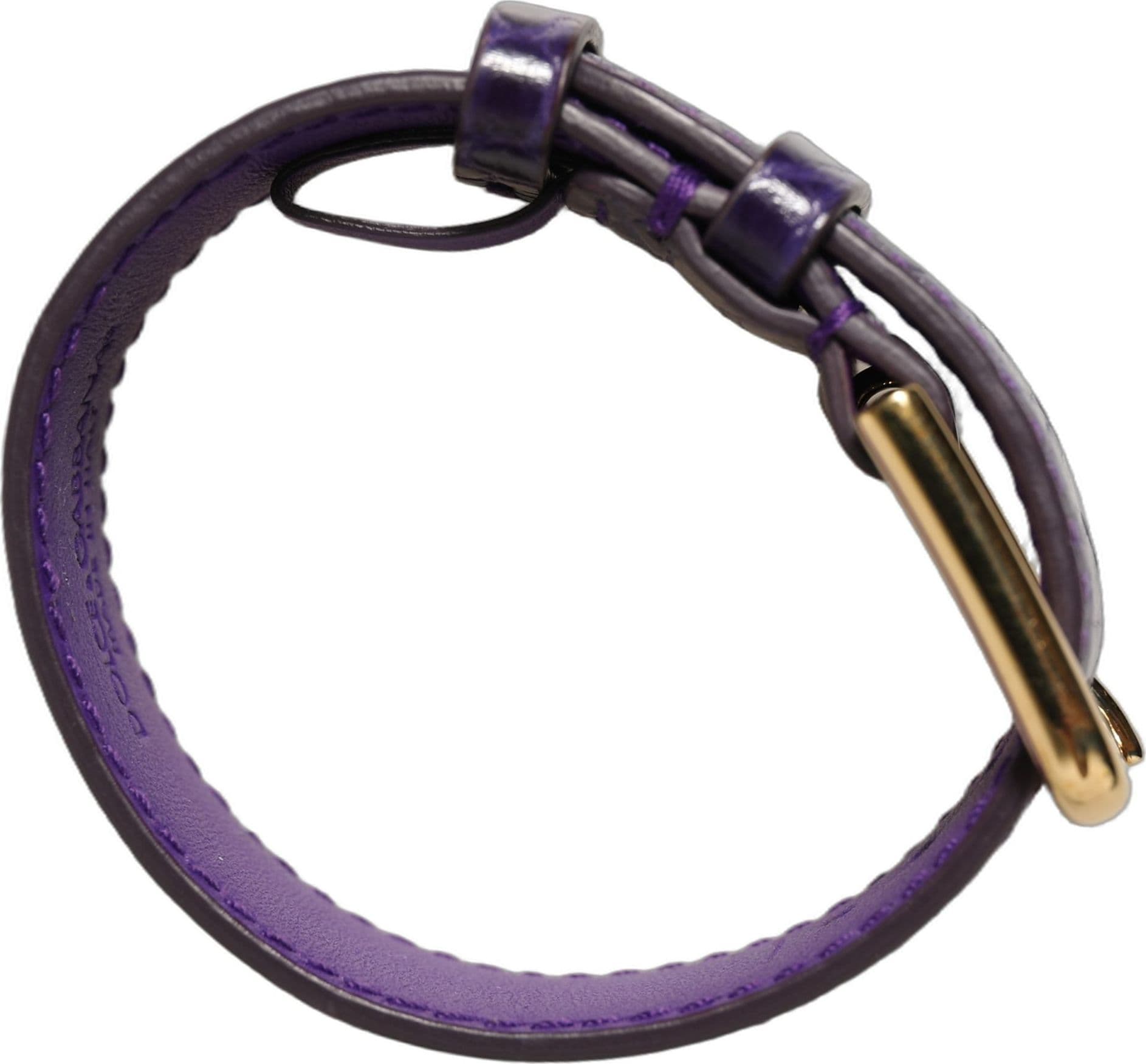 Dolce & Gabbana Violet Embossed Leather Gold Buckle Belt Strap Bracelet - 7