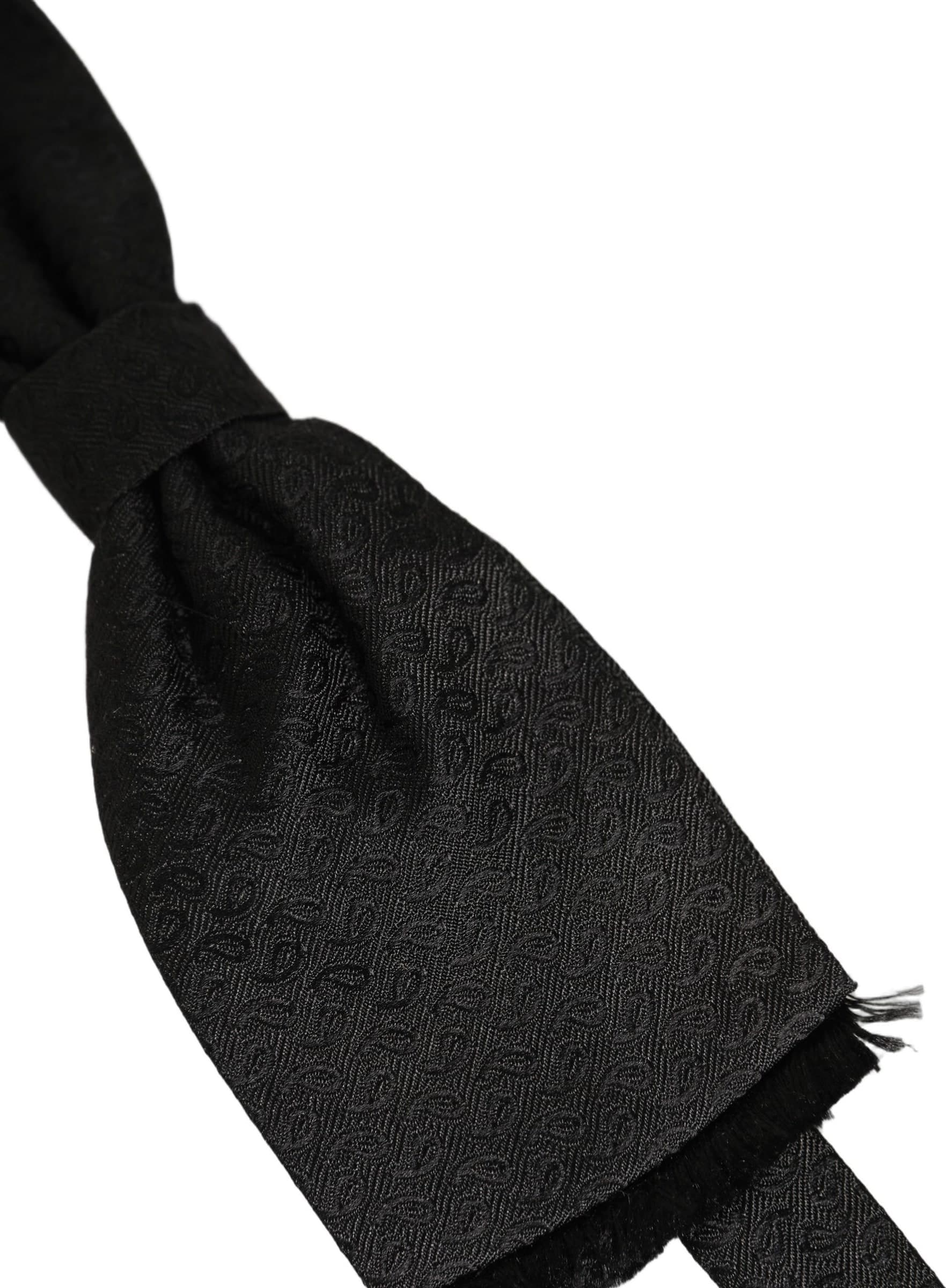 Dolce & Gabbana Men Black 100% SIlk Adjustable Neck Papillon Bow Tie - 4