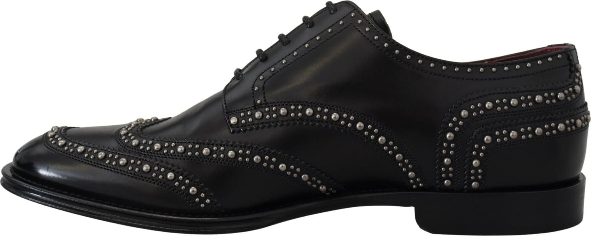 Dolce & Gabbana Black Leather Derby Dress Studded Shoes - 2