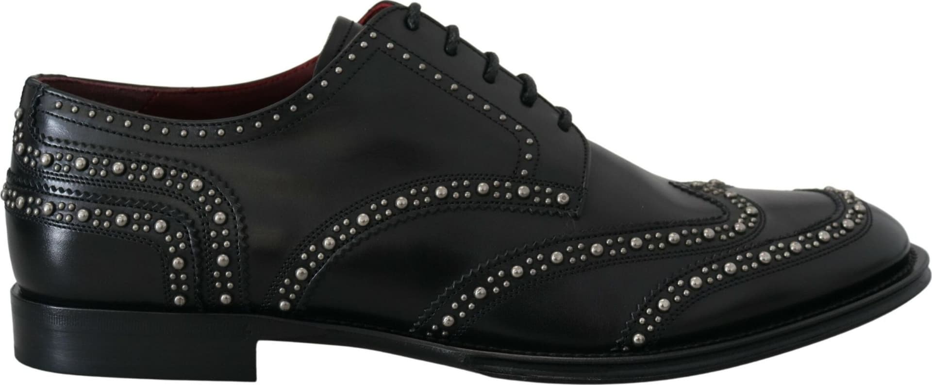 Dolce & Gabbana Black Leather Derby Dress Studded Shoes - 3