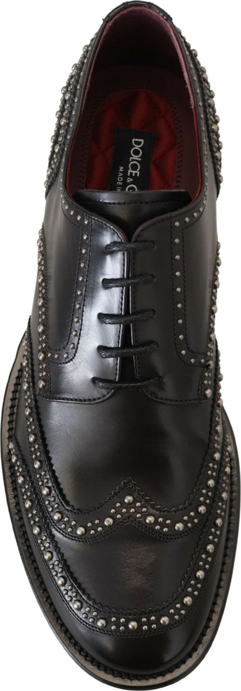 Dolce & Gabbana Black Leather Derby Dress Studded Shoes - 5