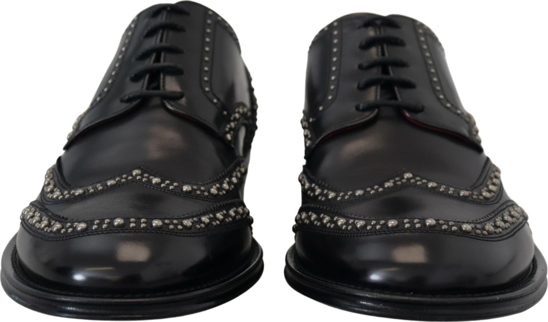 Dolce & Gabbana Black Leather Derby Dress Studded Shoes - 6