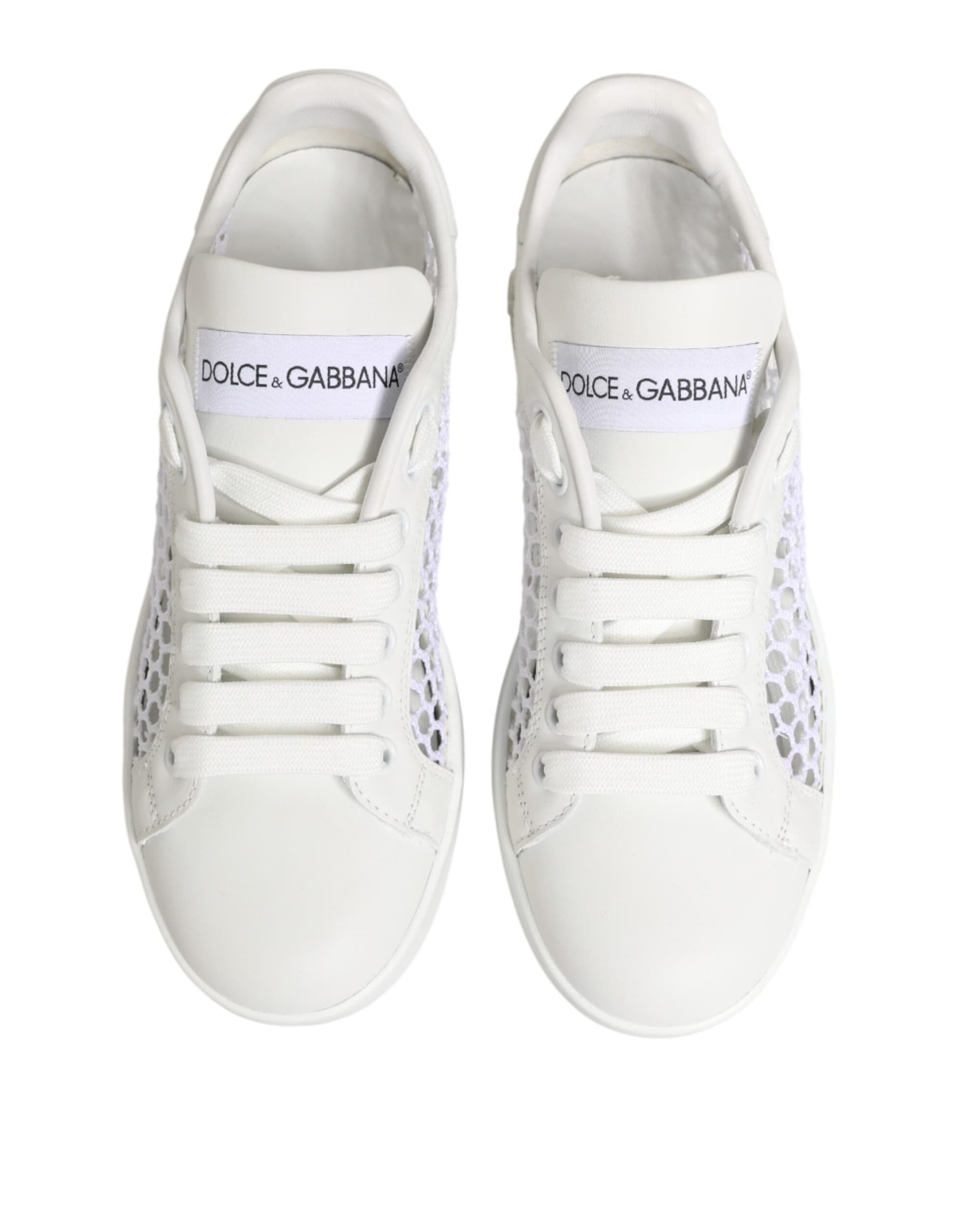 Dolce & Gabbana White Mesh Inserts Low Top Sneakers Shoes - 2