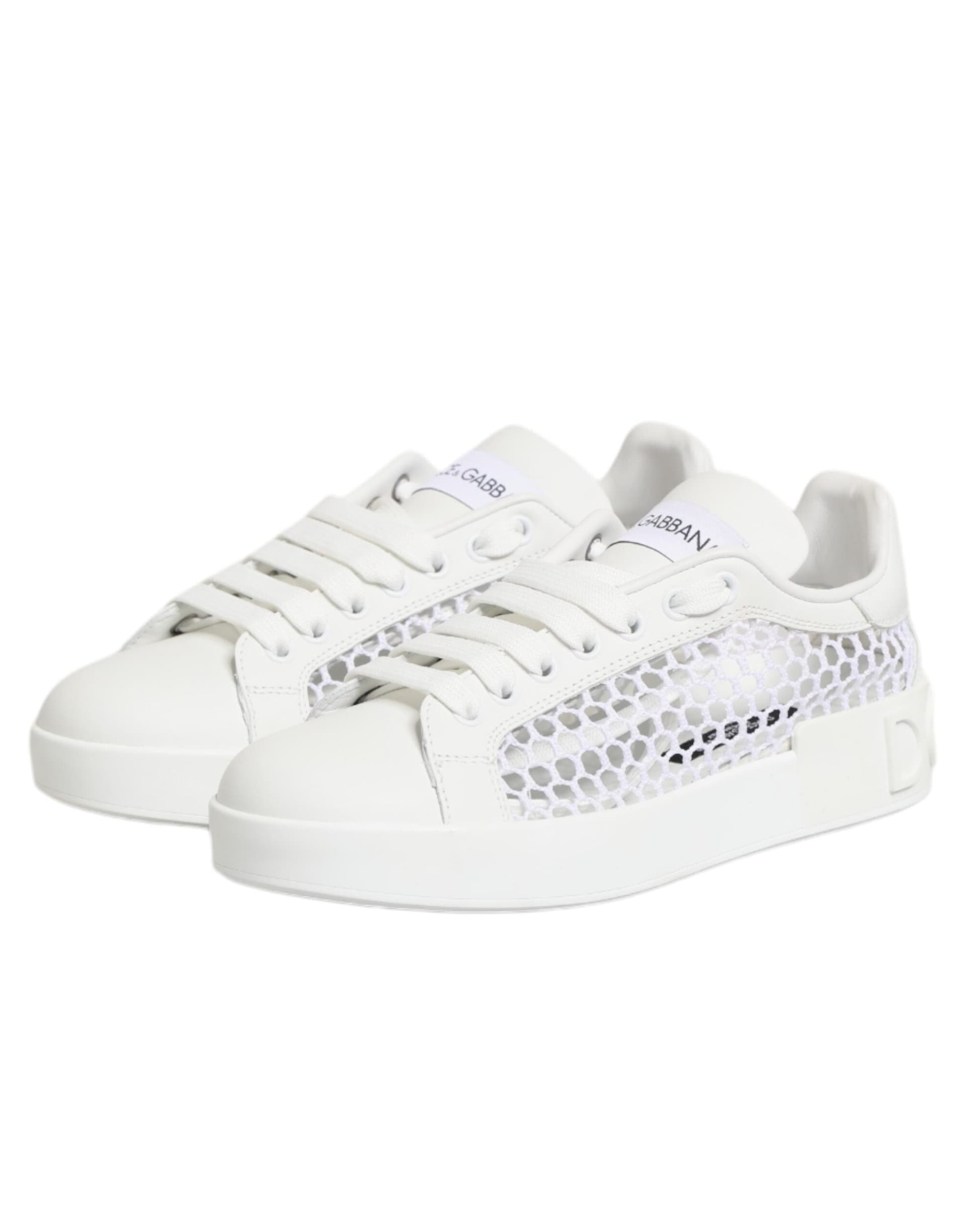 Dolce & Gabbana White Mesh Inserts Low Top Sneakers Shoes - 3