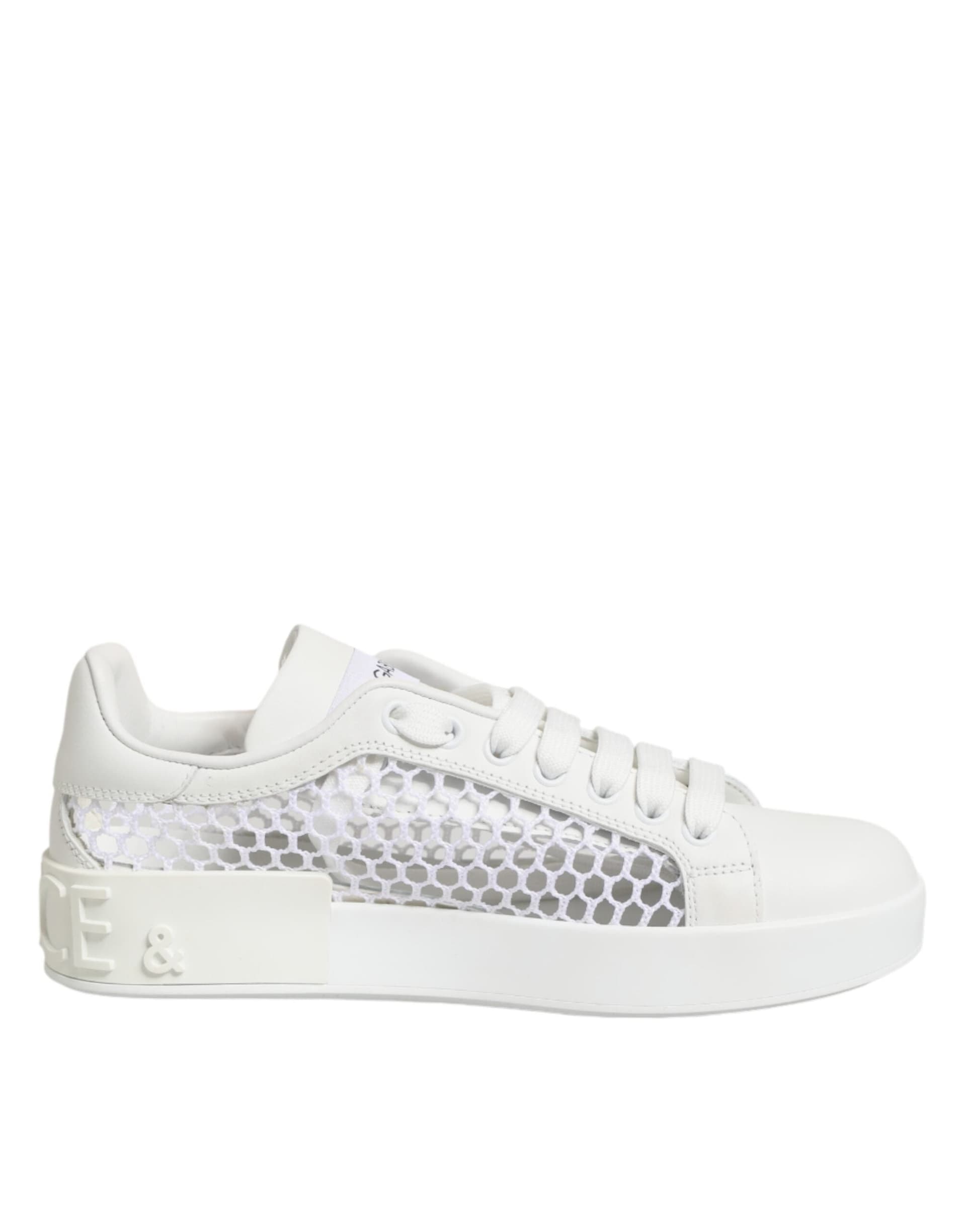 Dolce & Gabbana White Mesh Inserts Low Top Sneakers Shoes - 7