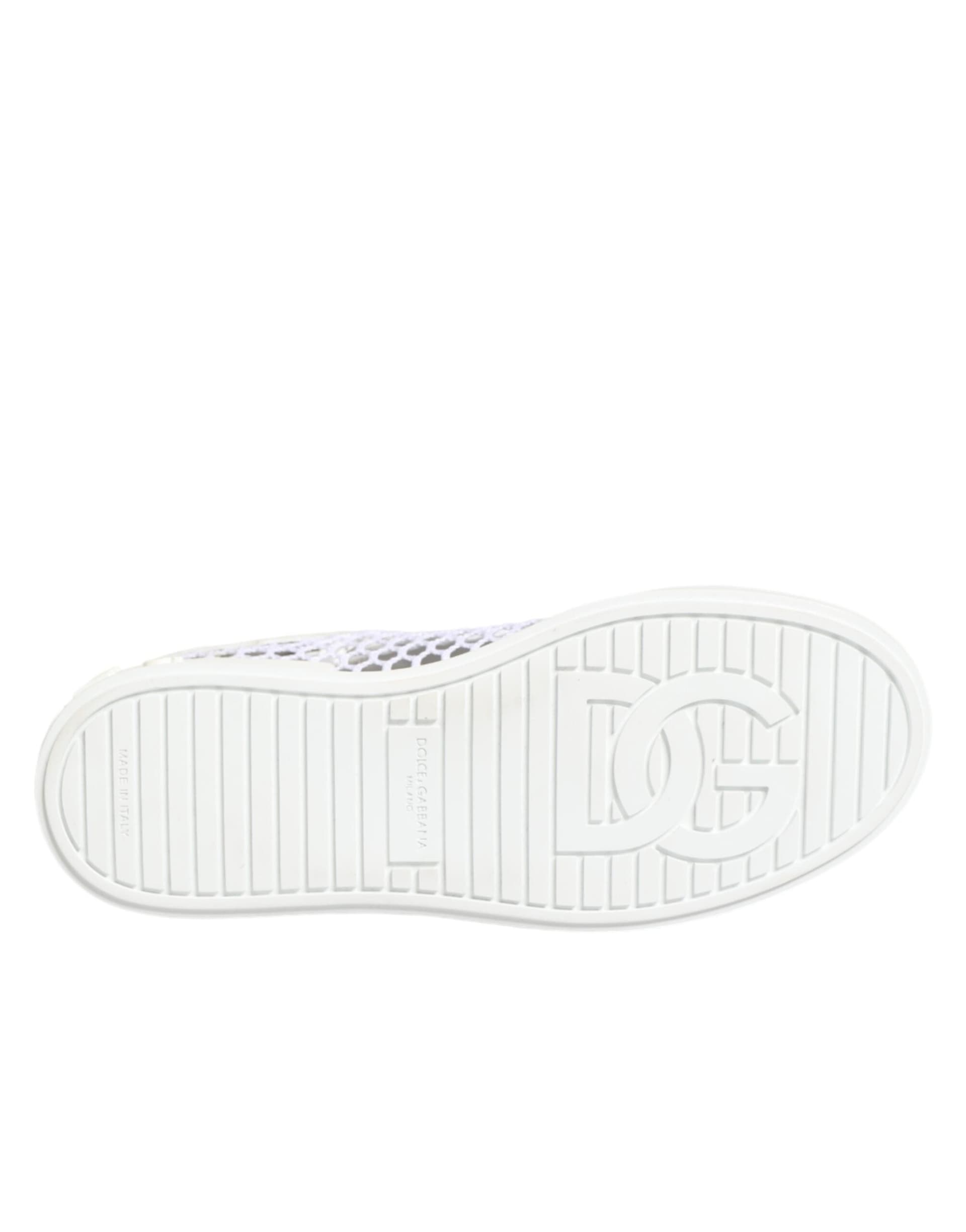 Dolce & Gabbana White Mesh Inserts Low Top Sneakers Shoes - 8