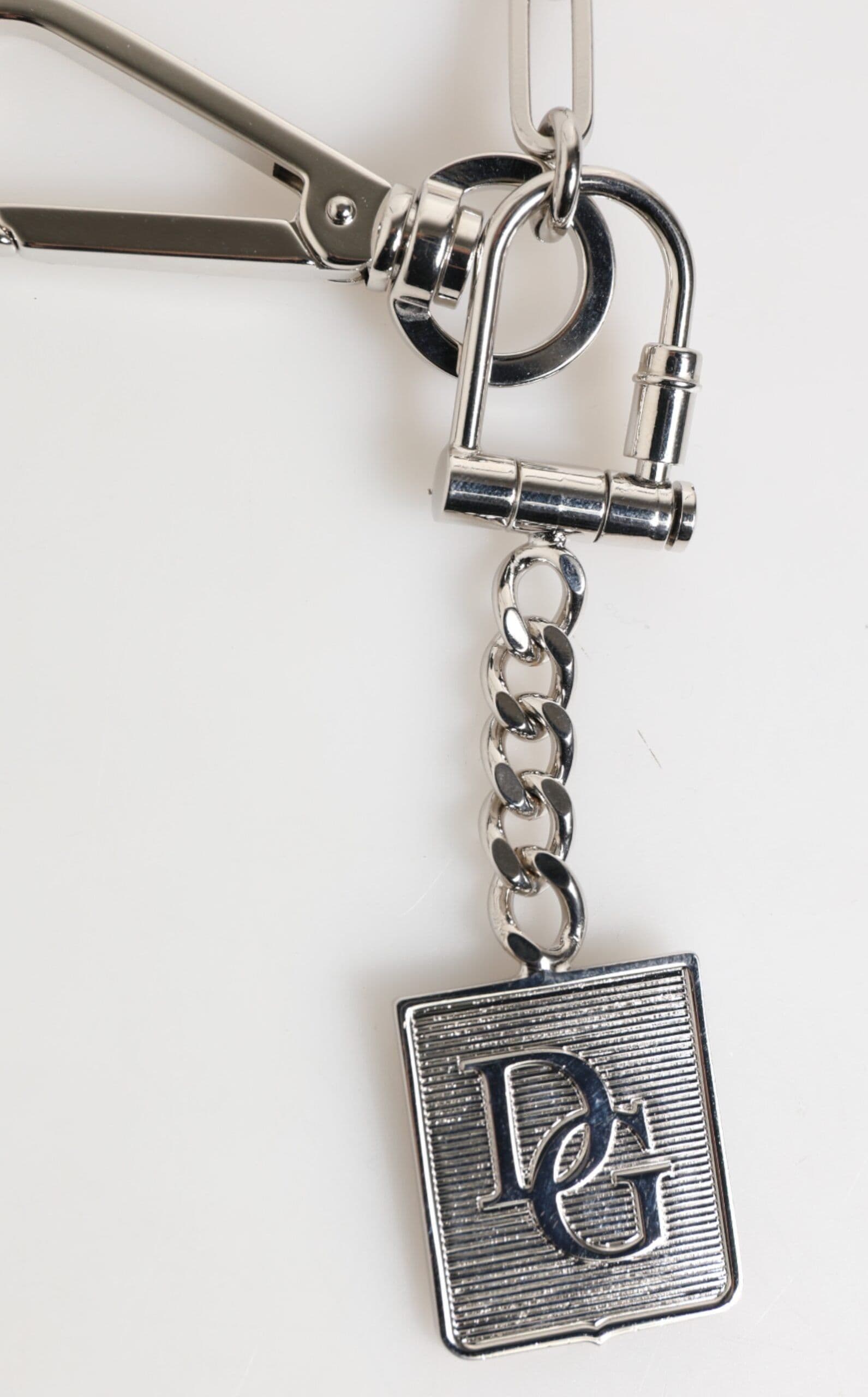 Dolce & Gabbana Silver Tone Metal Chain DG Logo Pendant Men Necklace - 3