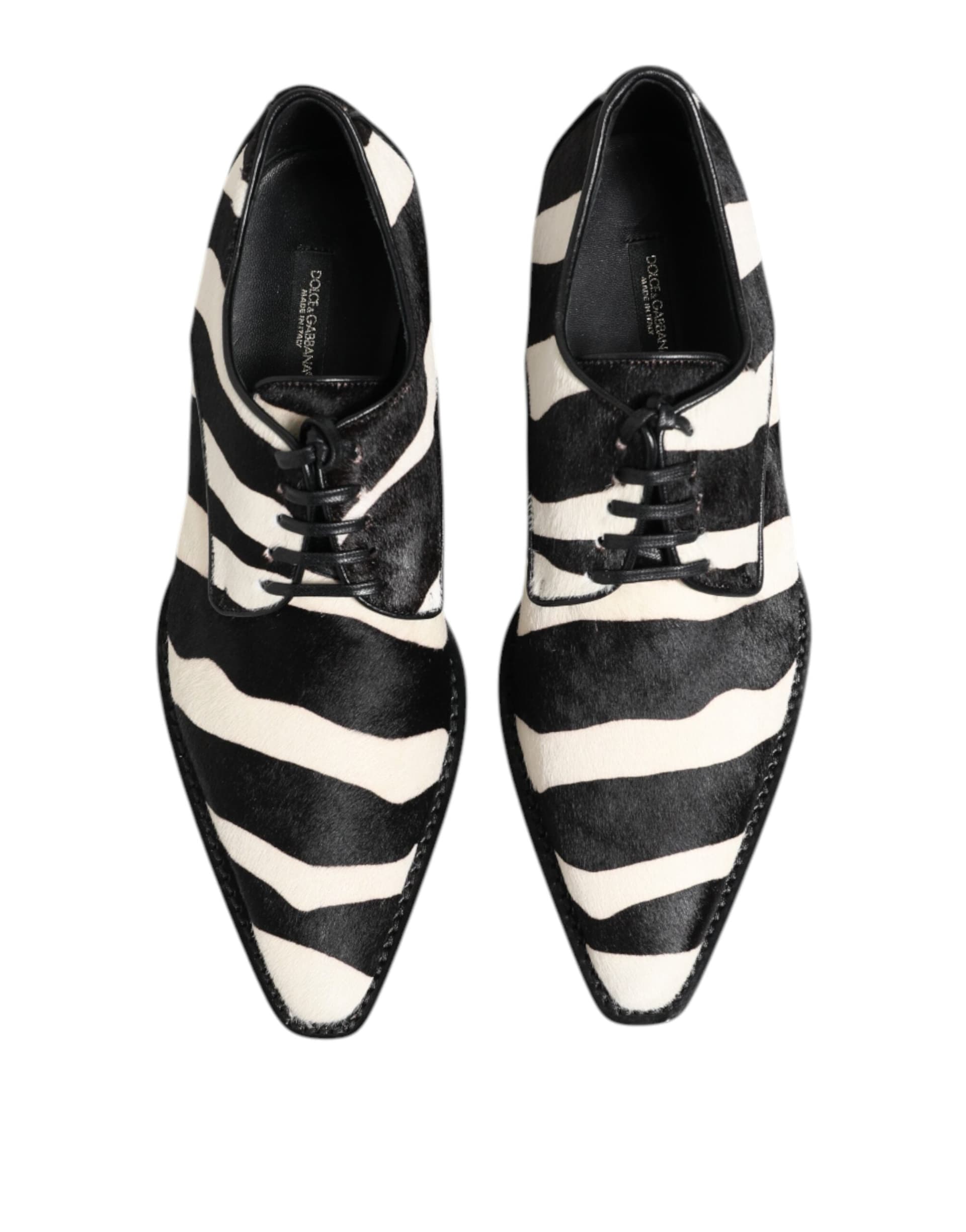 Dolce & Gabbana Black White Zebra Pony Fur Dress Shoes - 2