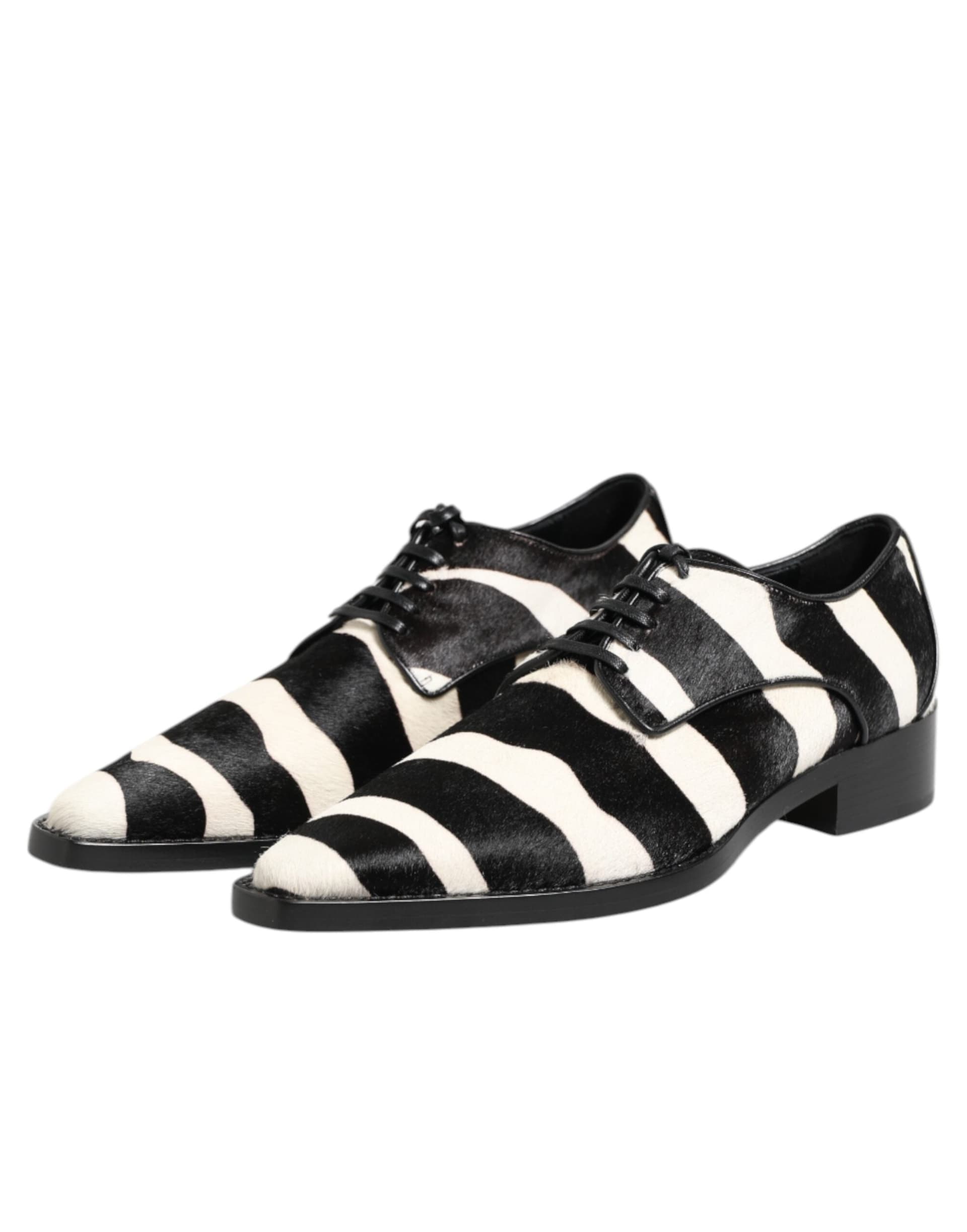 Dolce & Gabbana Black White Zebra Pony Fur Dress Shoes - 3