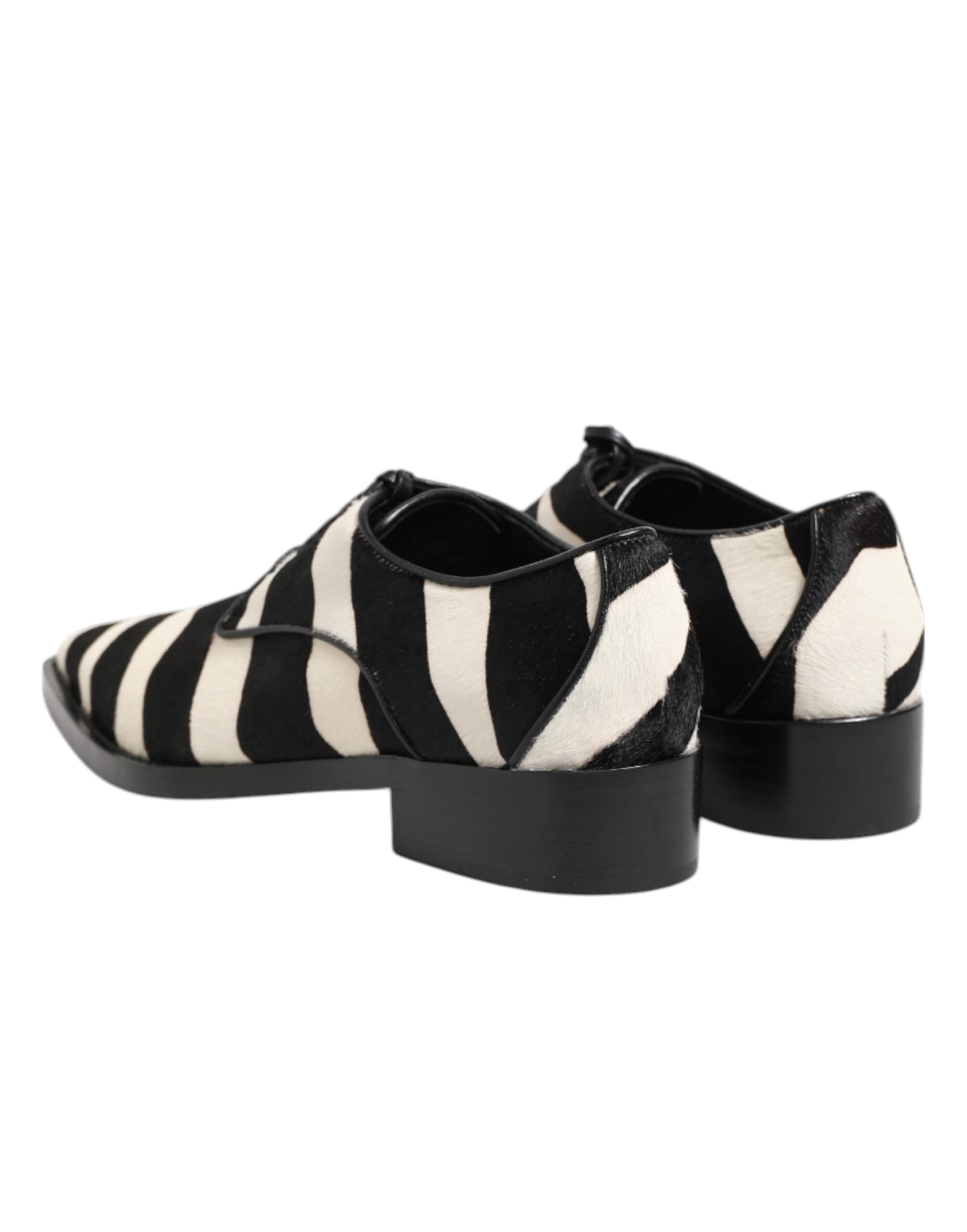 Dolce & Gabbana Black White Zebra Pony Fur Dress Shoes - 4