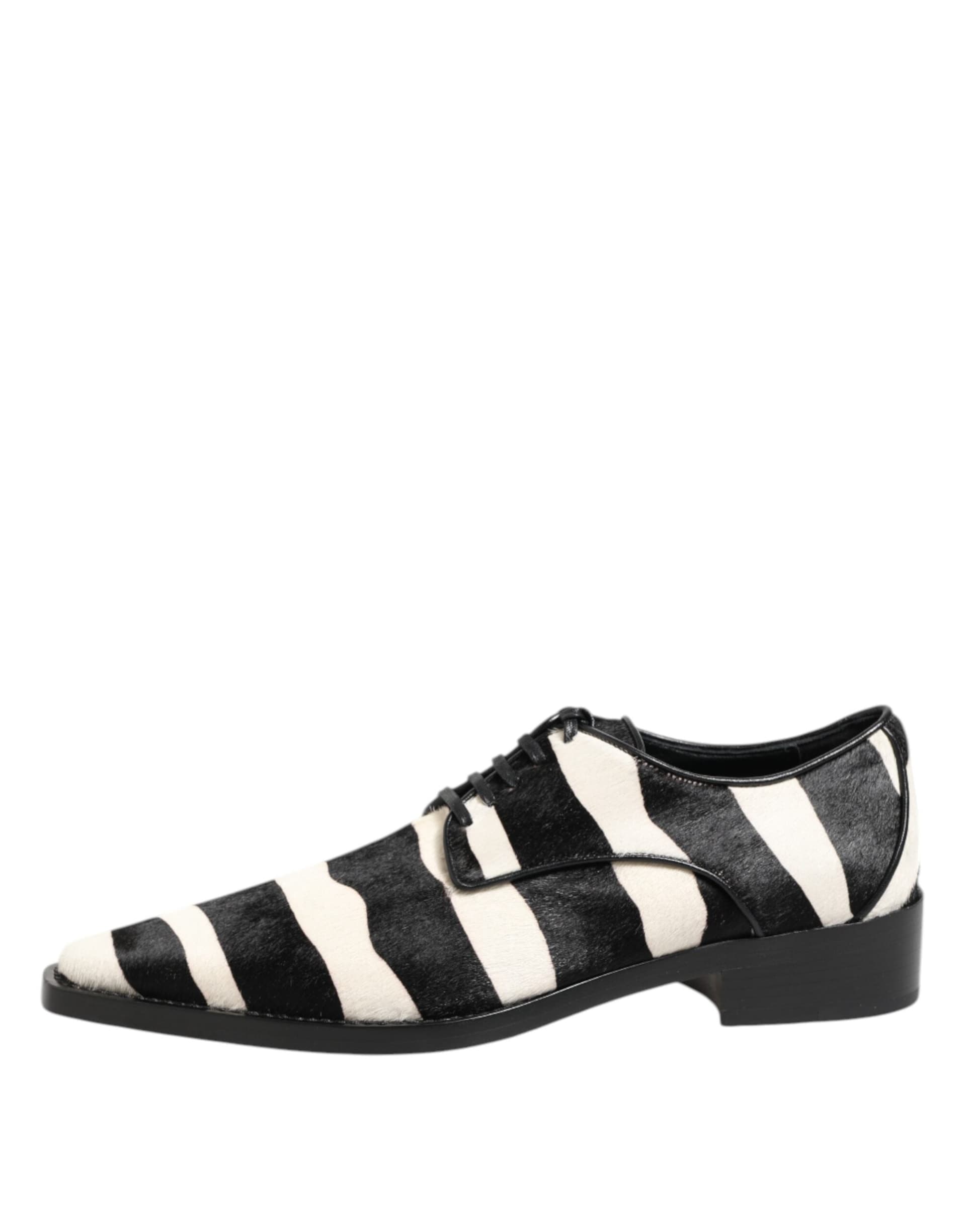 Dolce & Gabbana Black White Zebra Pony Fur Dress Shoes - 5