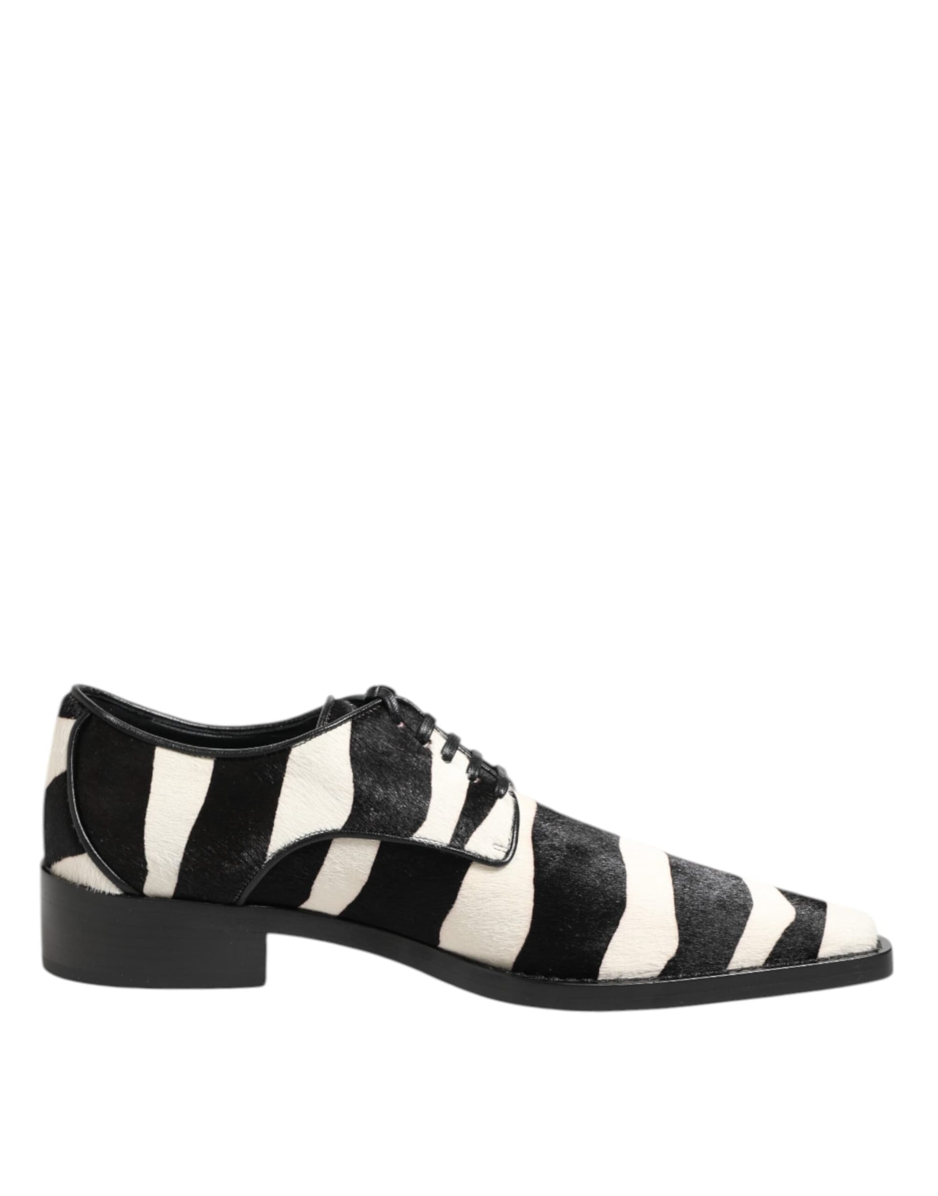 Dolce & Gabbana Black White Zebra Pony Fur Dress Shoes - 7