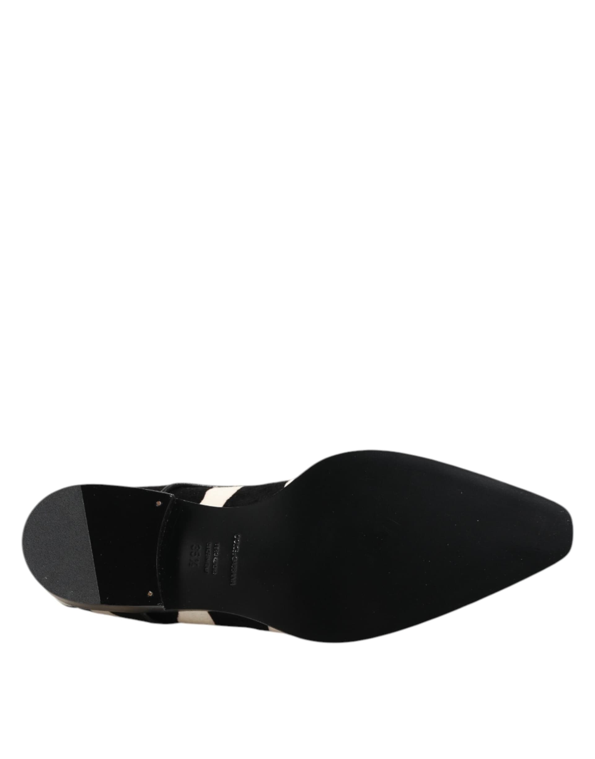 Dolce & Gabbana Black White Zebra Pony Fur Dress Shoes - 8