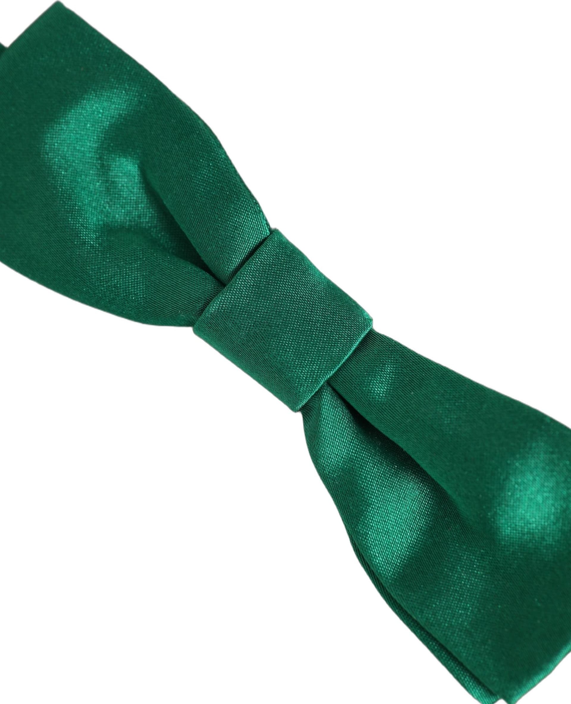 Dolce & Gabbana Men Green 100% Silk Adjustable Neck Papillon Bow Tie - 4