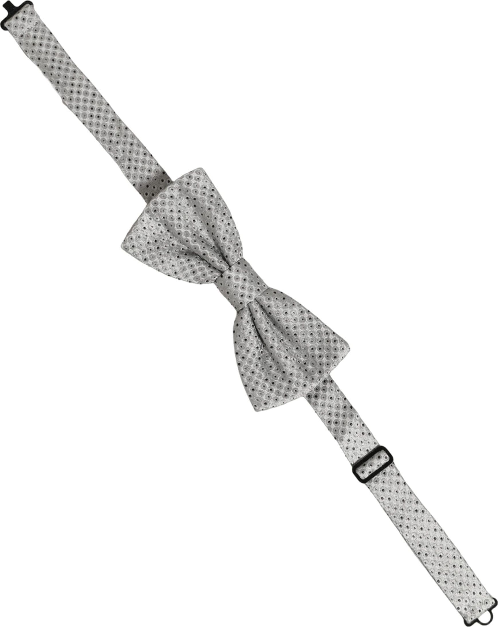 Dolce & Gabbana Men Black Gray Polka Dot Adjustable Neck Papillon Bow Tie - 3