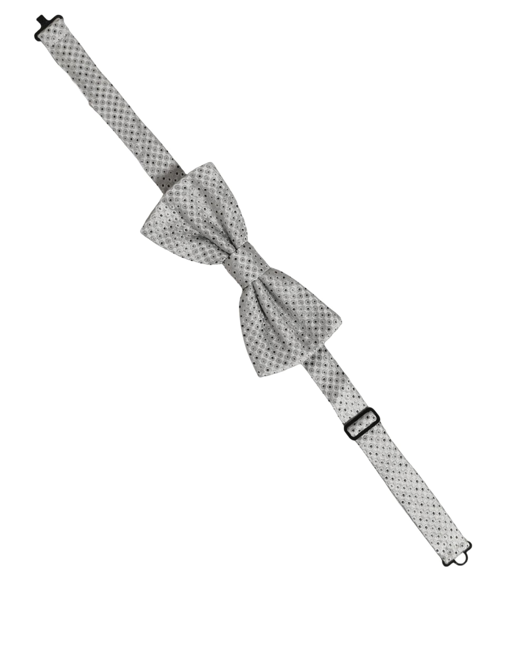 Dolce & Gabbana Men Black Gray Polka Dot Adjustable Neck Papillon Bow Tie - 3