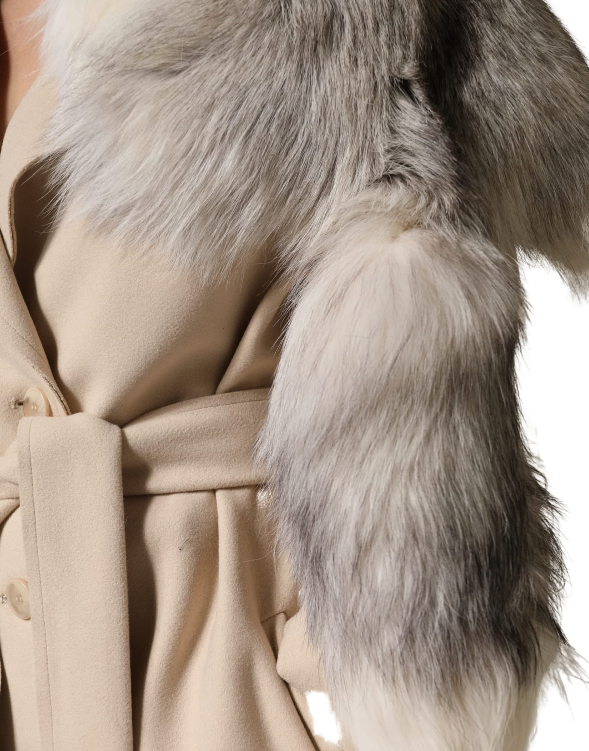 Dolce & Gabbana White Fox Fur Neck Wrap Warmer Winter Scarf - 5
