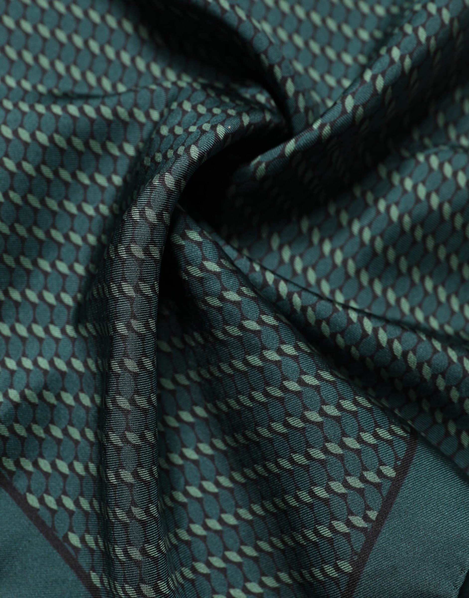 Dolce & Gabbana Dark Green Silk Patterned Handkerchief 32cm x 31cm Scarf - 3