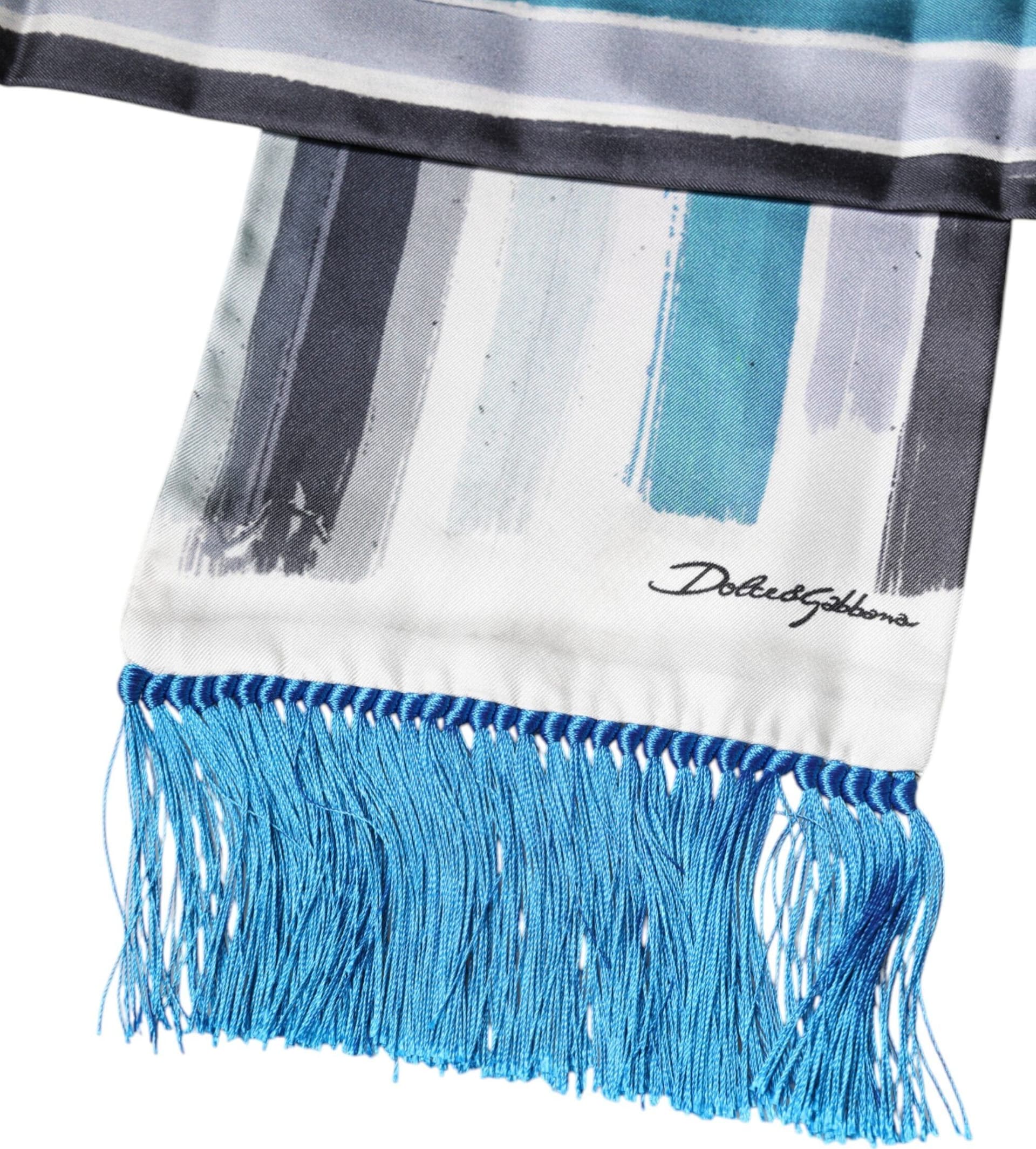 Dolce & Gabbana Multicolor Stripes Silk Fringes Neck Foulard Scarf - 3