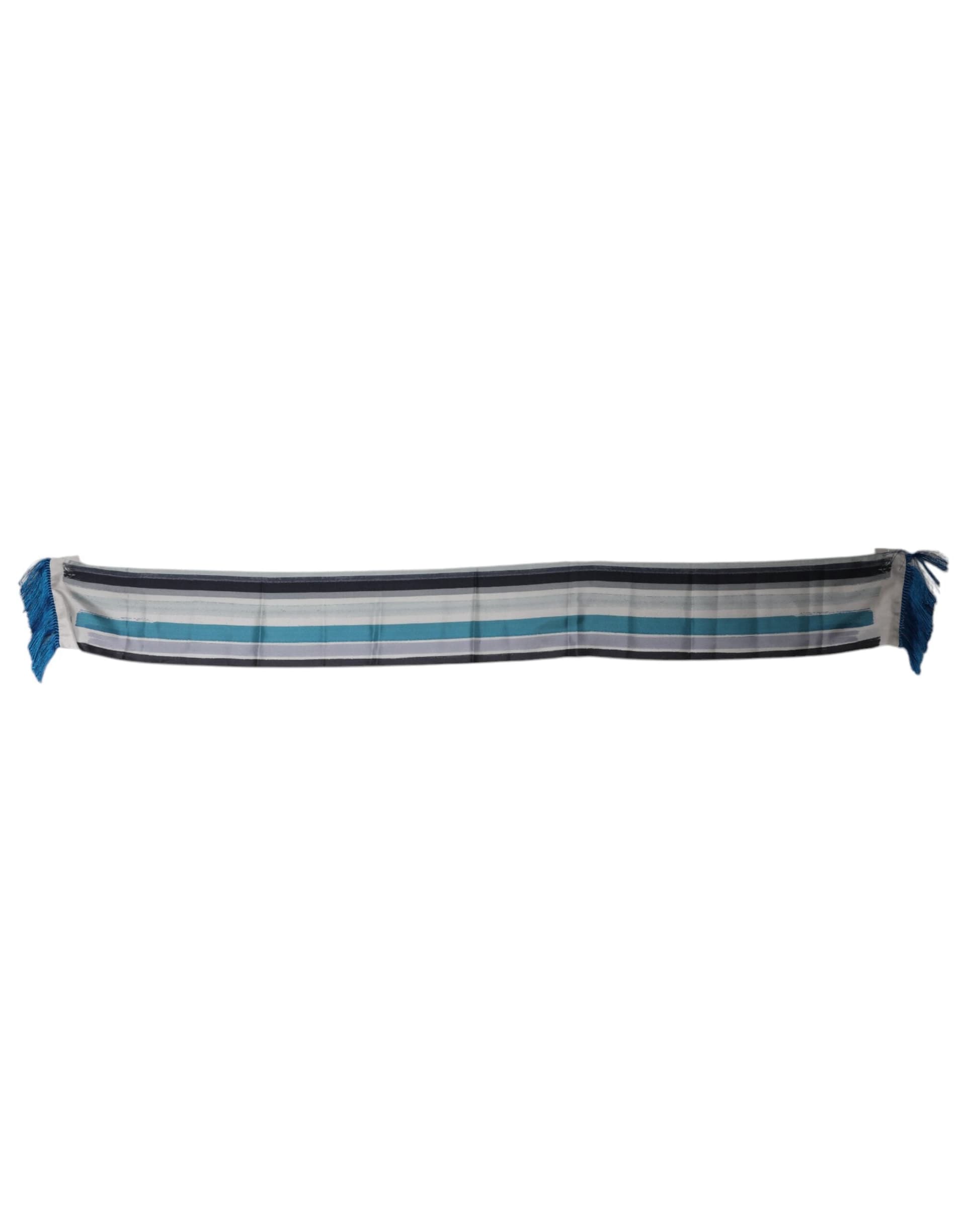 Dolce & Gabbana Multicolor Stripes Silk Fringes Neck Foulard Scarf - 5