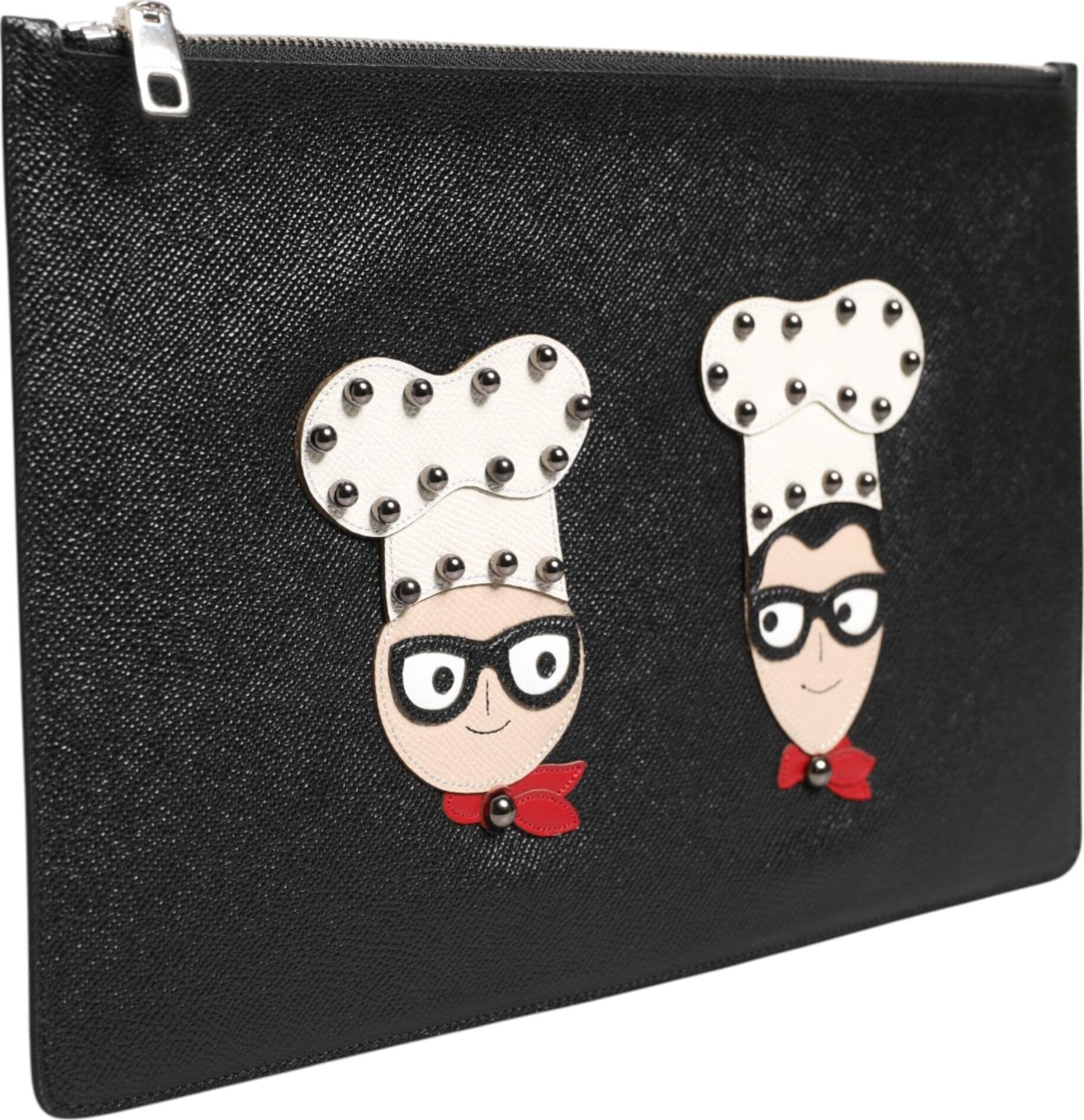 Dolce & Gabbana Black Leather #DGFAMILY Embellished Men Clutch Pouch Bag - 3