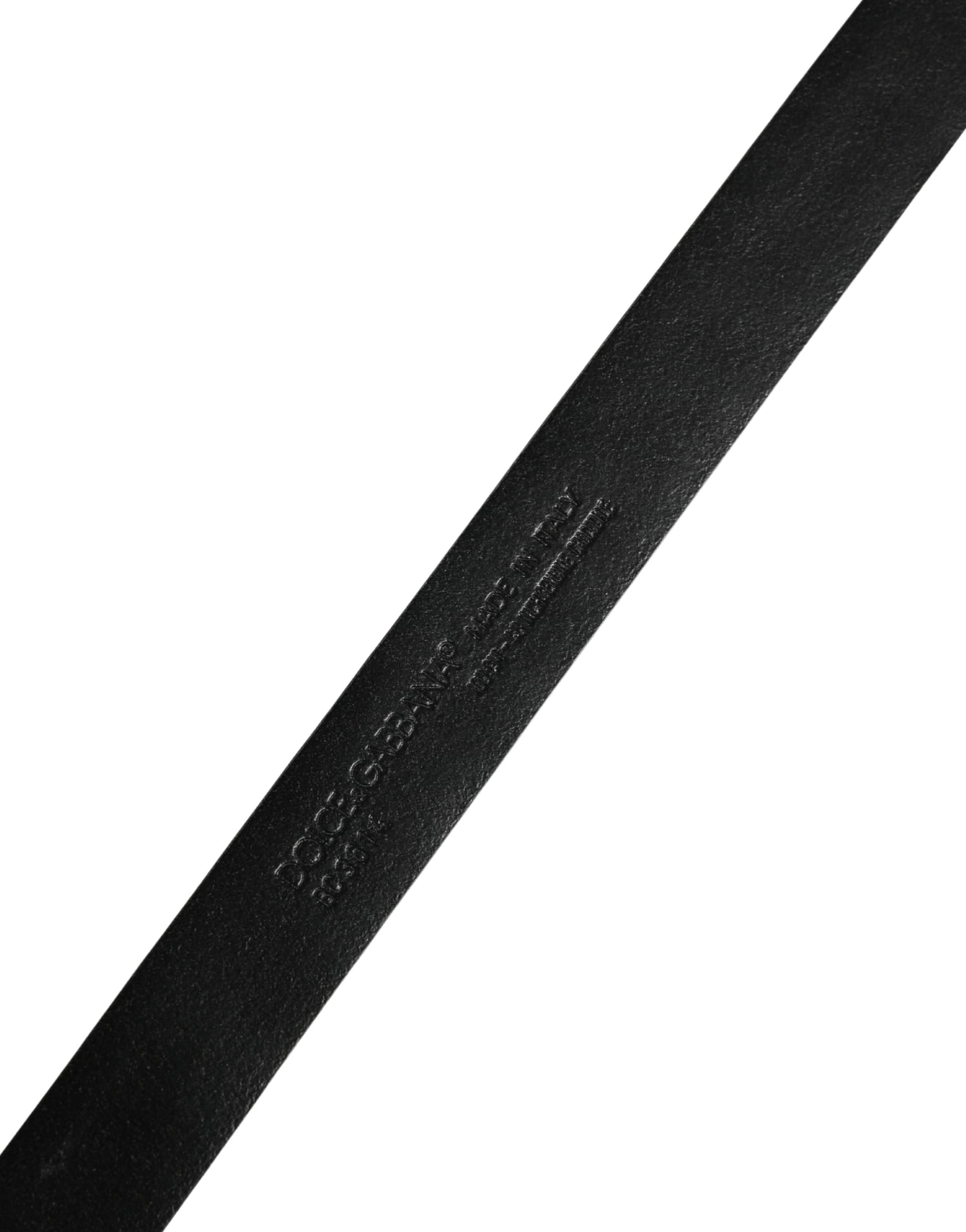 Dolce & Gabbana Men Black Exotic Leather Metal Buckle Belt - 5