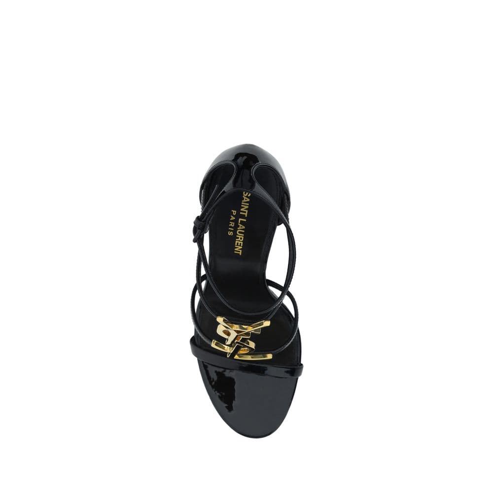 Saint Laurent Black Calf Leather Bos Taurus Stiletto Heel Sandals - 4