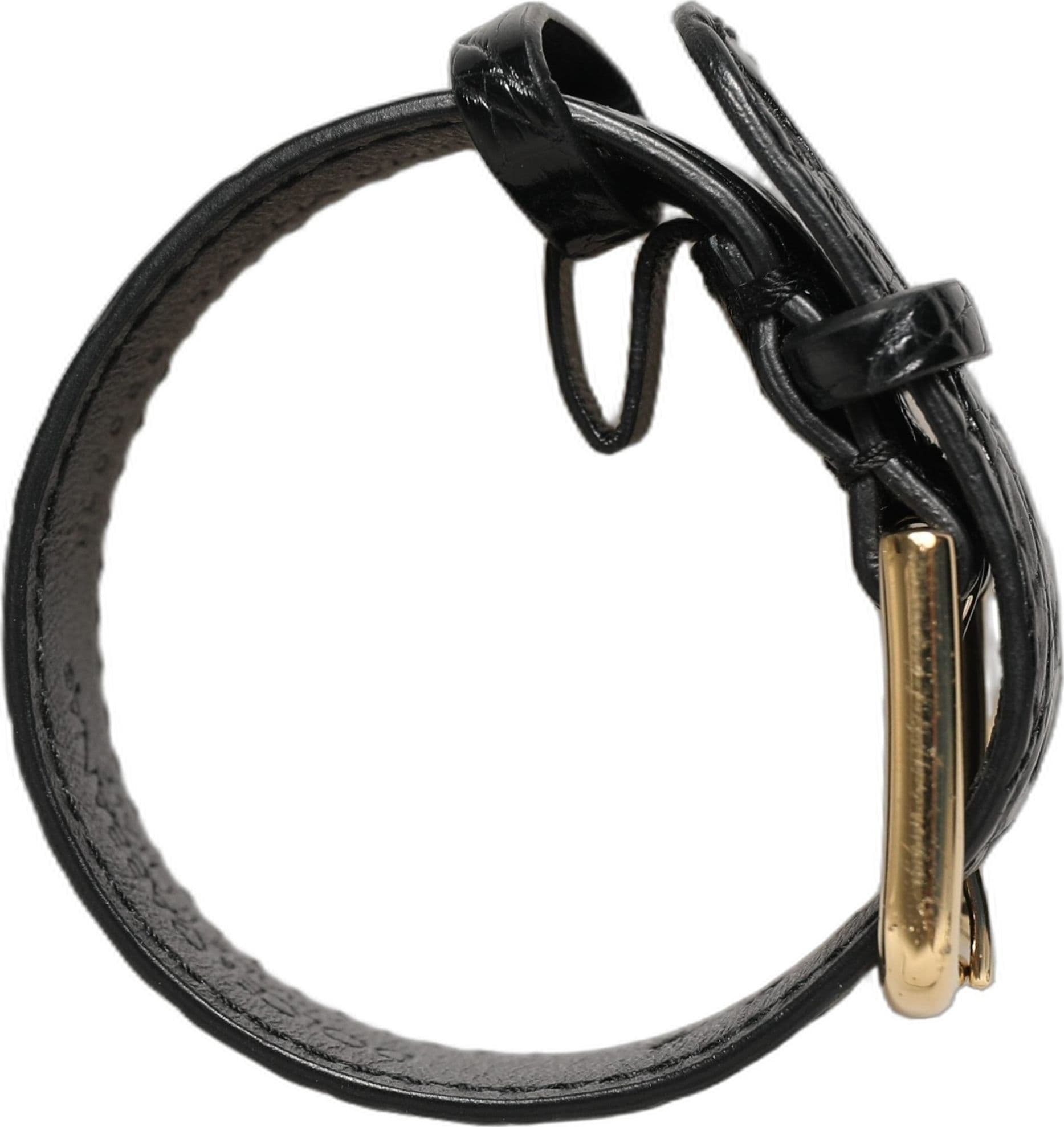 Dolce & Gabbana Black Textured Leather Gold Buckle Belt Strap Bracelet - 4
