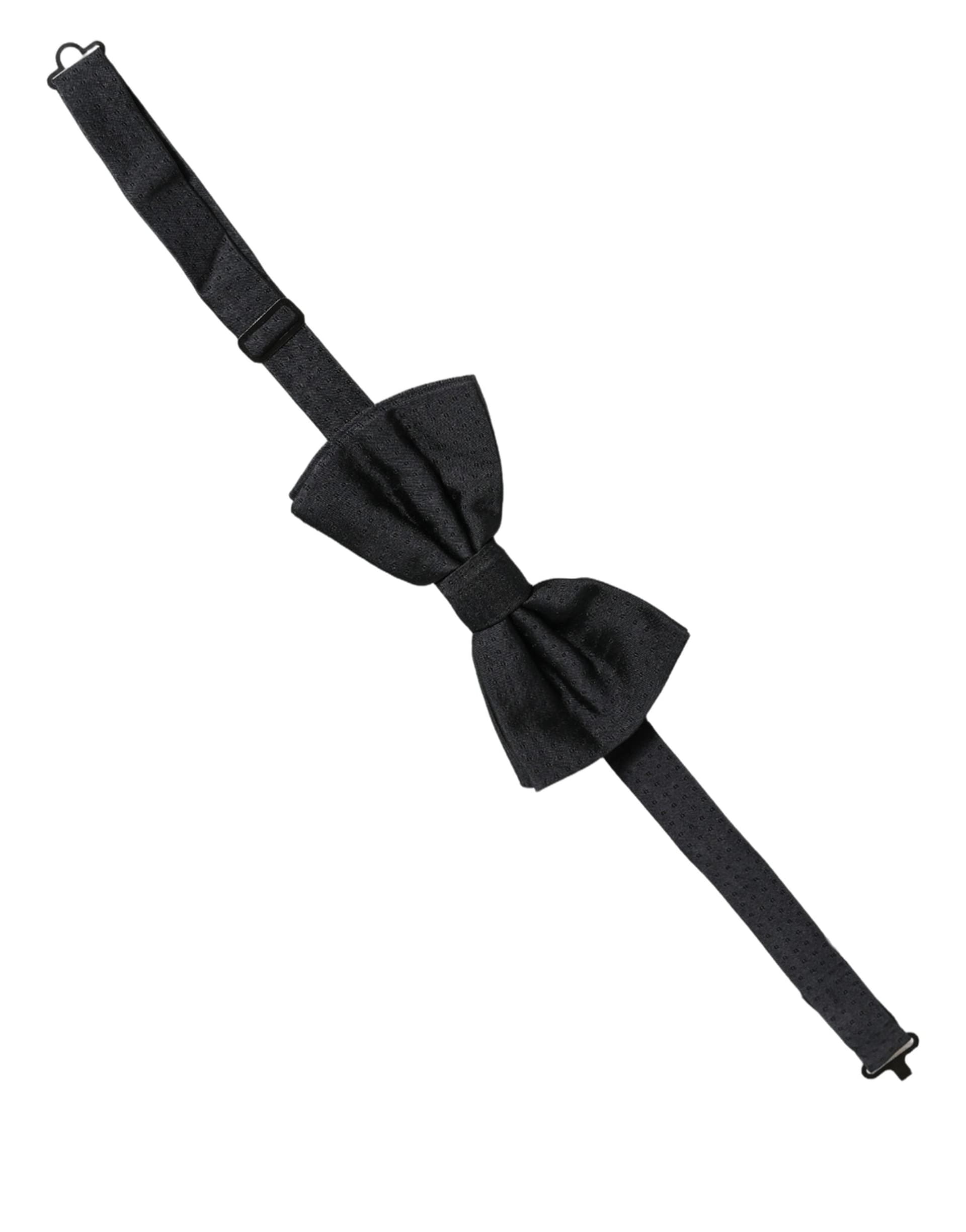 Dolce & Gabbana Men Black 100% Silk Adjustable Neck Papillon Bow Tie - 2