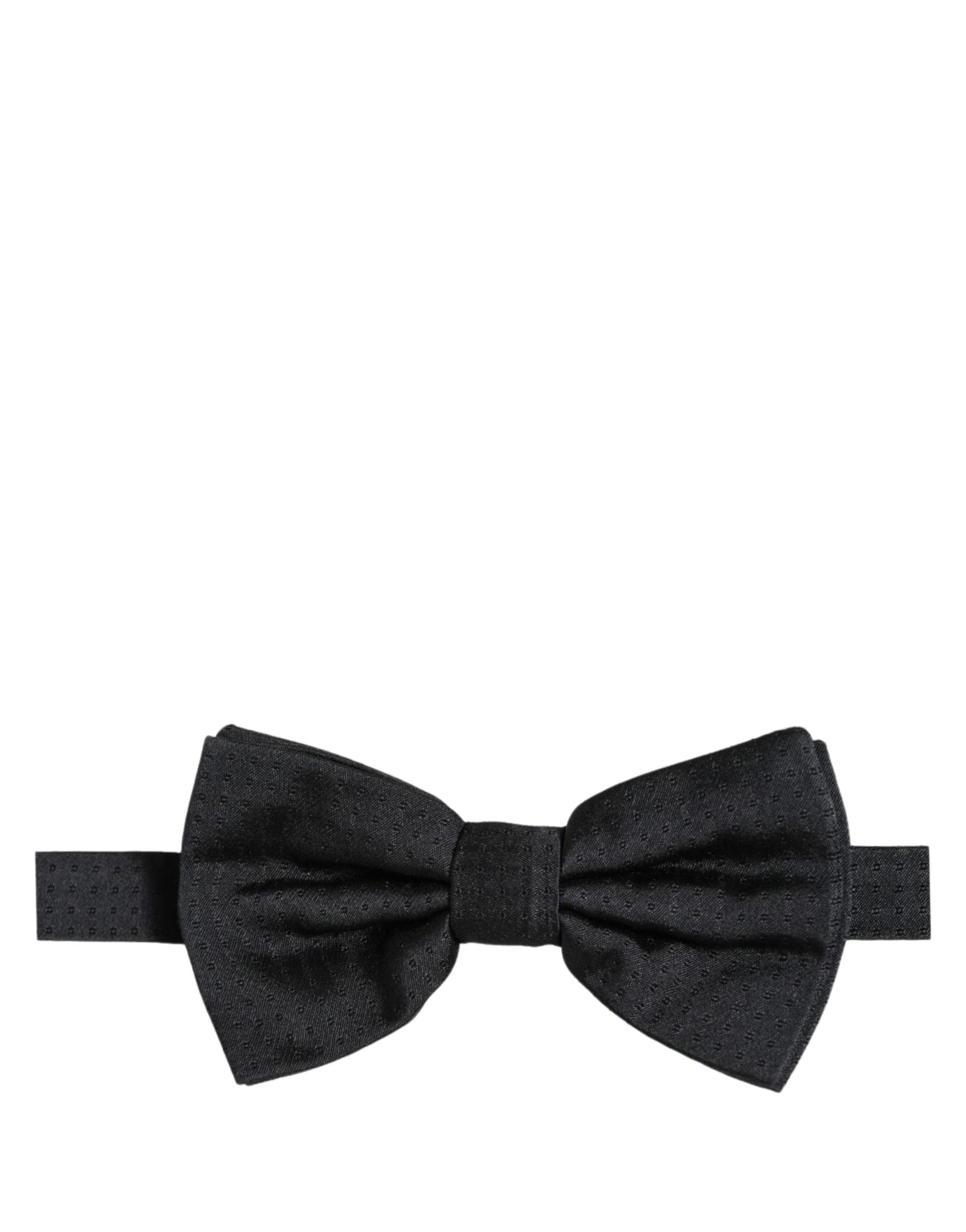 Dolce & Gabbana Men Black 100% Silk Adjustable Neck Papillon Bow Tie - 5