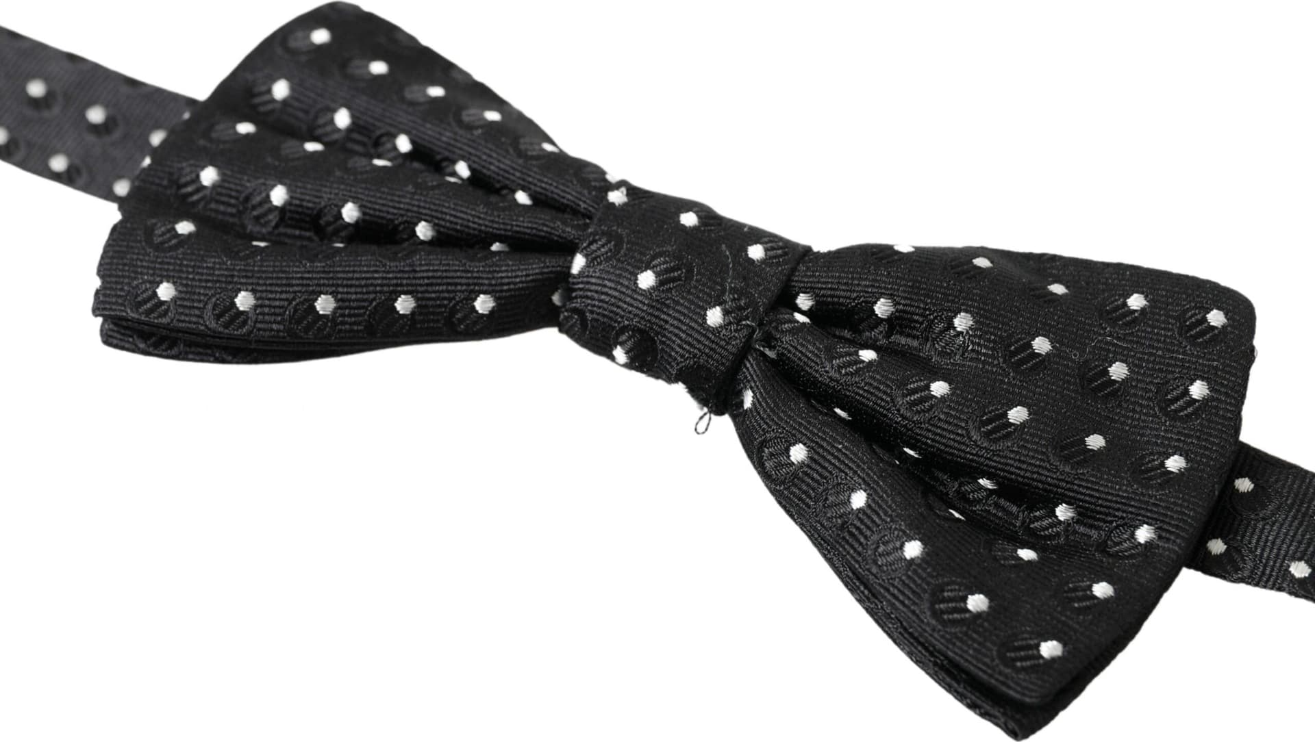 Dolce & Gabbana Black Polka Dot Silk Adjustable Men Neck Papillon Bow Tie - 2