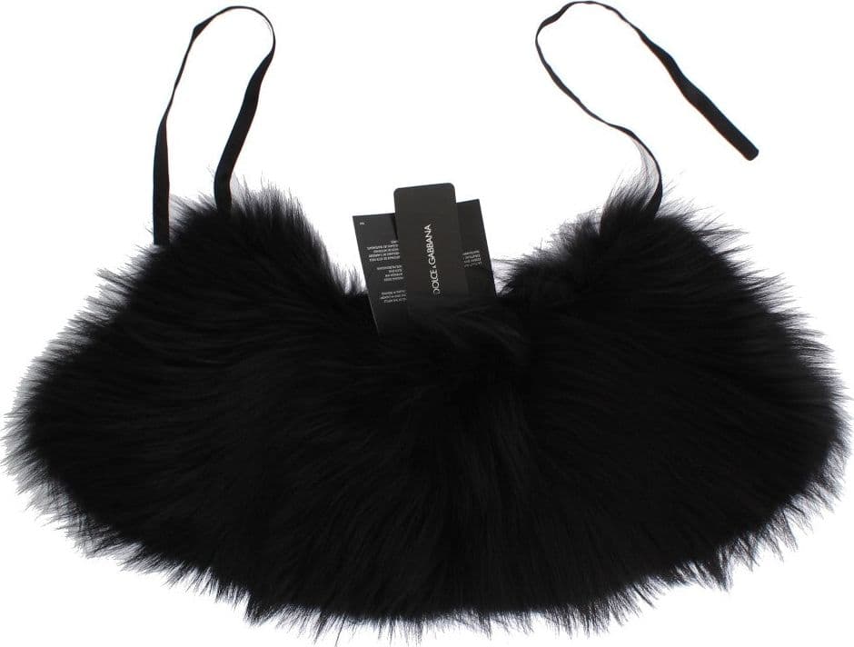 Dolce & Gabbana Black Fox Fur Collar Scarf - 4