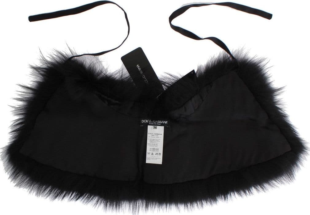 Dolce & Gabbana Black Fox Fur Collar Scarf - 5