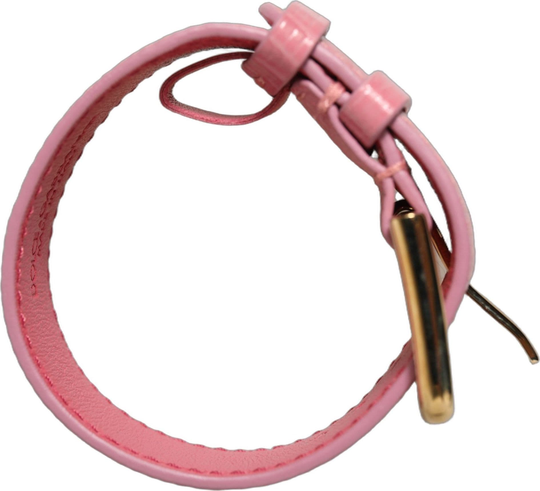 Dolce & Gabbana Pink Textured Leather Gold Buckle Belt Strap Bracelet - 7