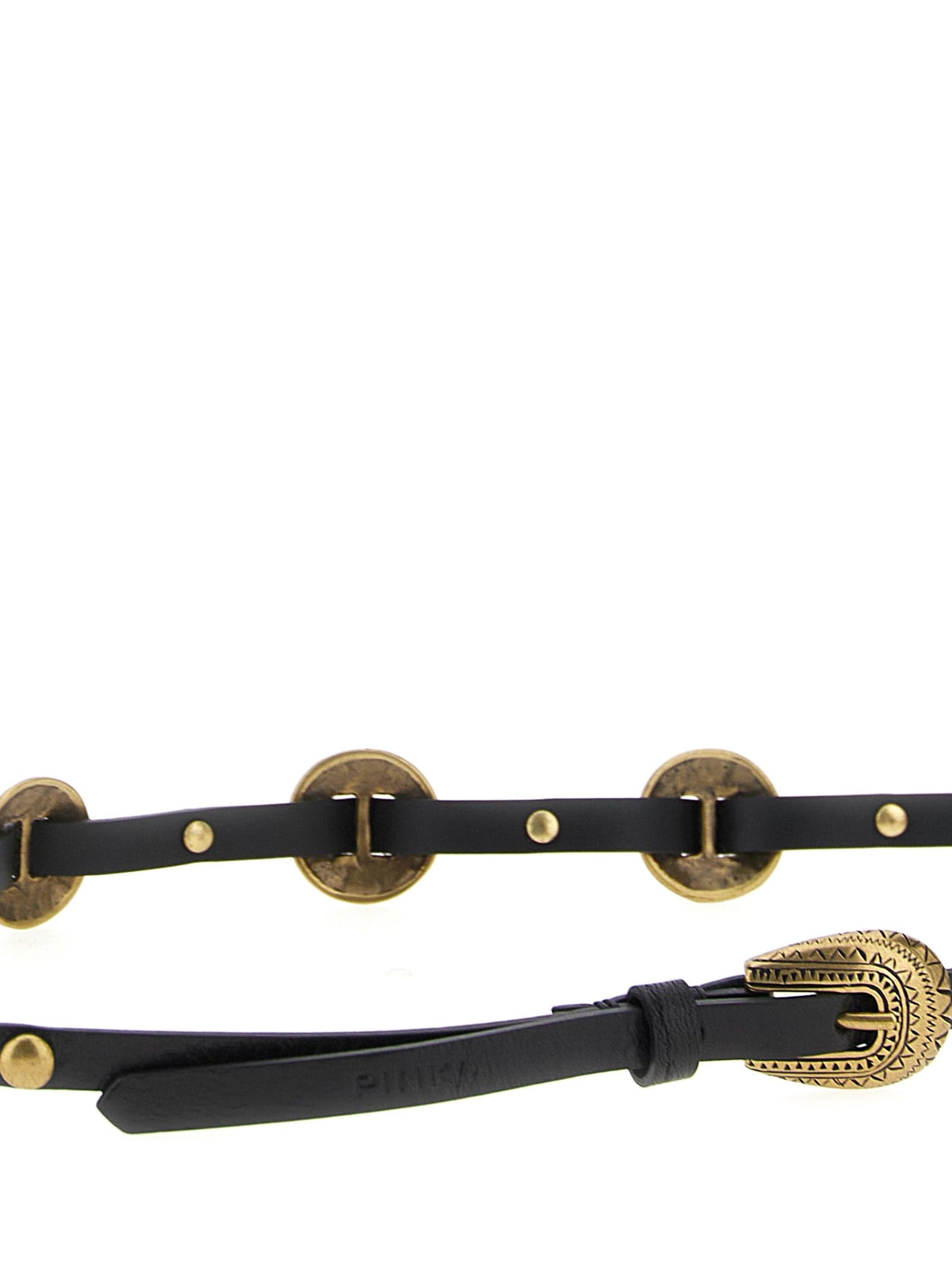 PINKO Black Calfskin Thin Belt - 3