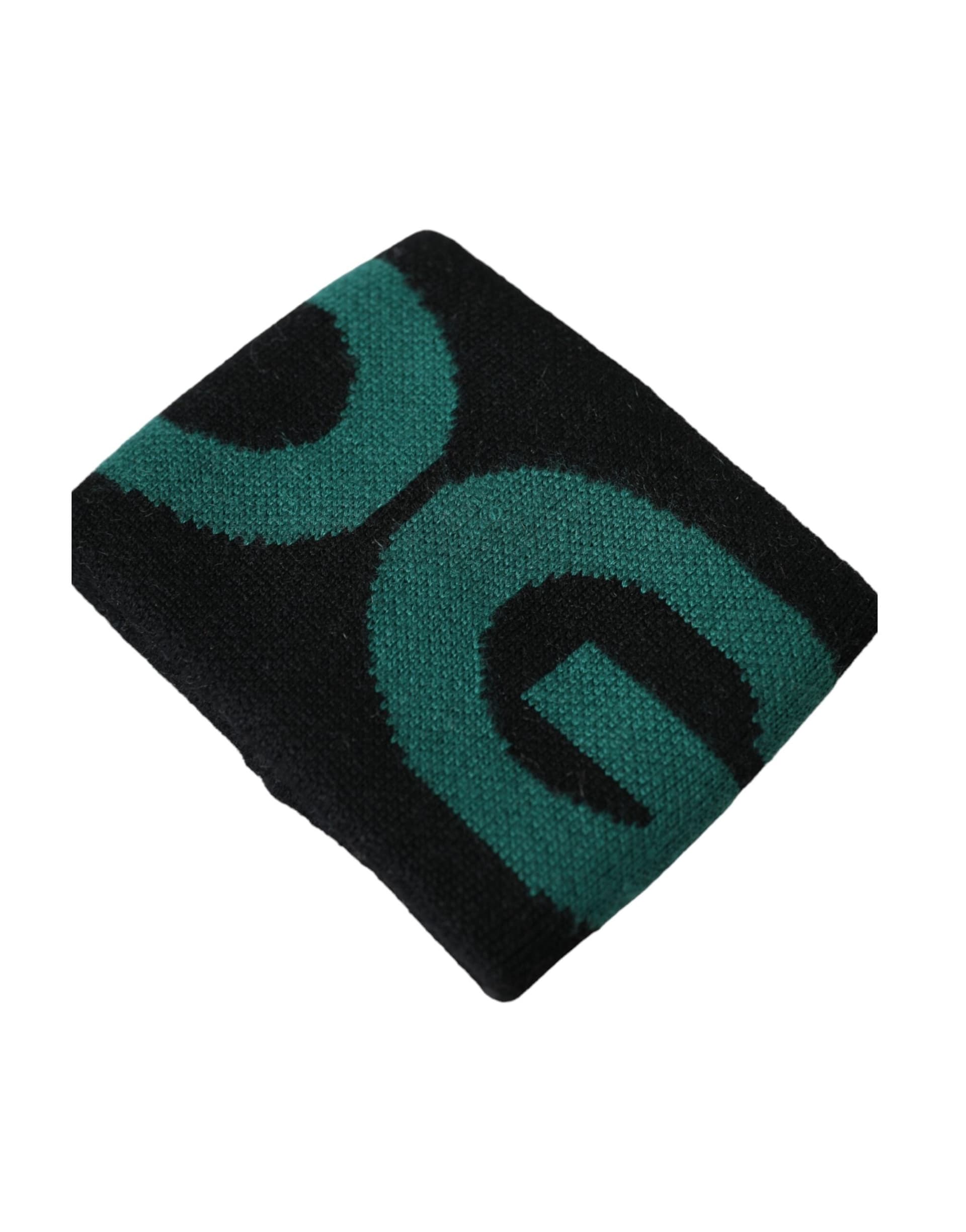 Dolce & Gabbana Black Green Wool Logo #DGMILLENNIALS Wristband - 4
