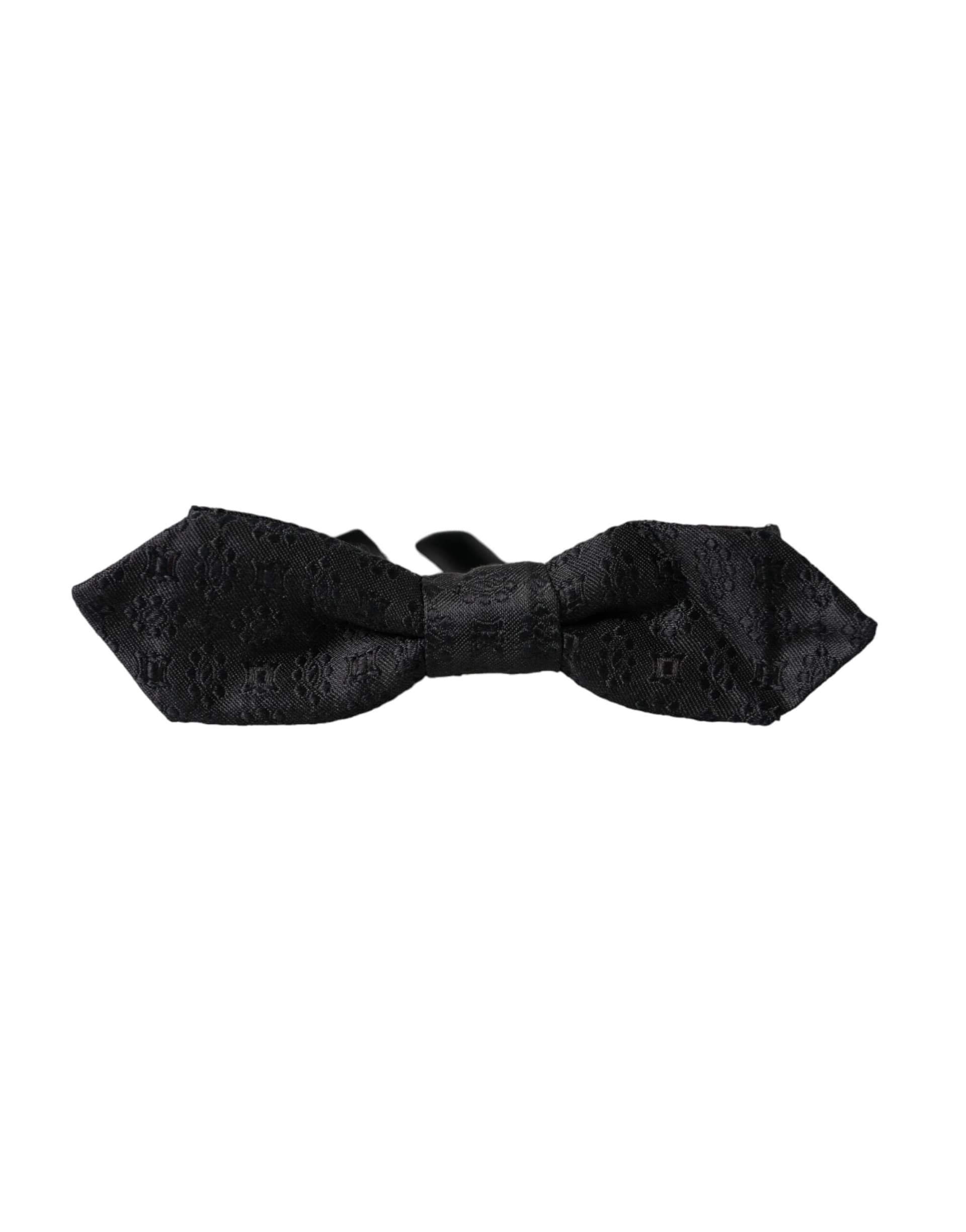 Dolce & Gabbana Black Silk Fantasy Adjustable Neck Men Bow Tie - 6