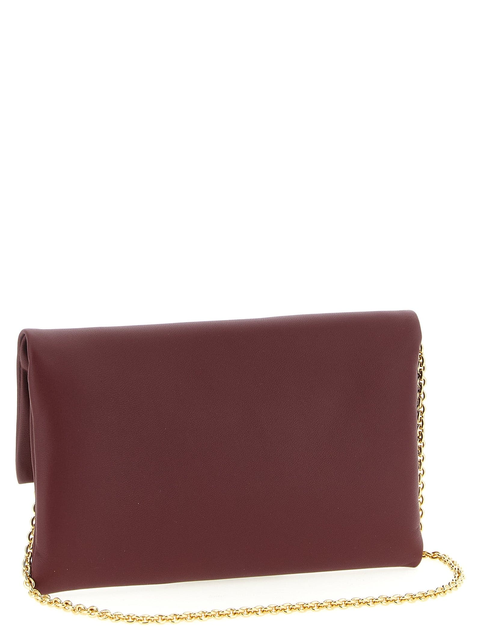 Fendi Bordeaux Lamb Leather Clutch Bag - 2