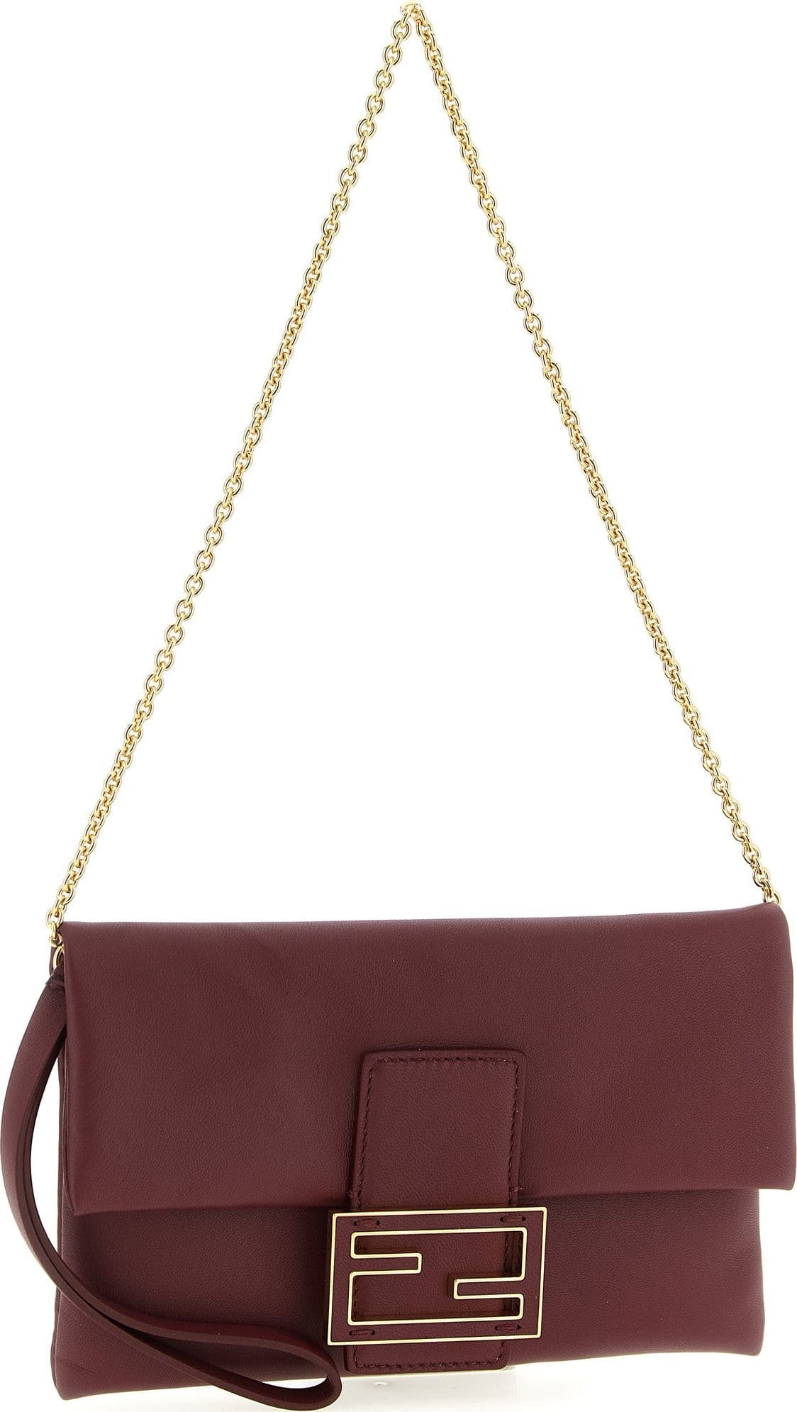 Fendi Bordeaux Lamb Leather Clutch Bag - 3