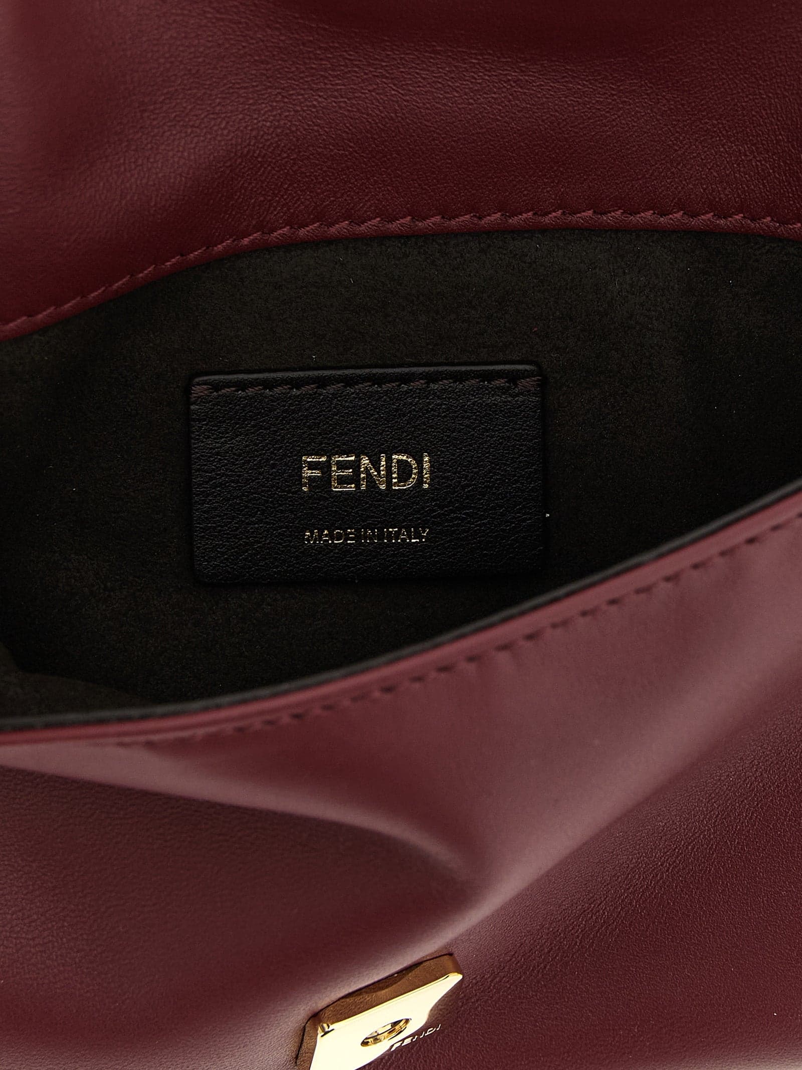 Fendi Bordeaux Lamb Leather Clutch Bag - 4